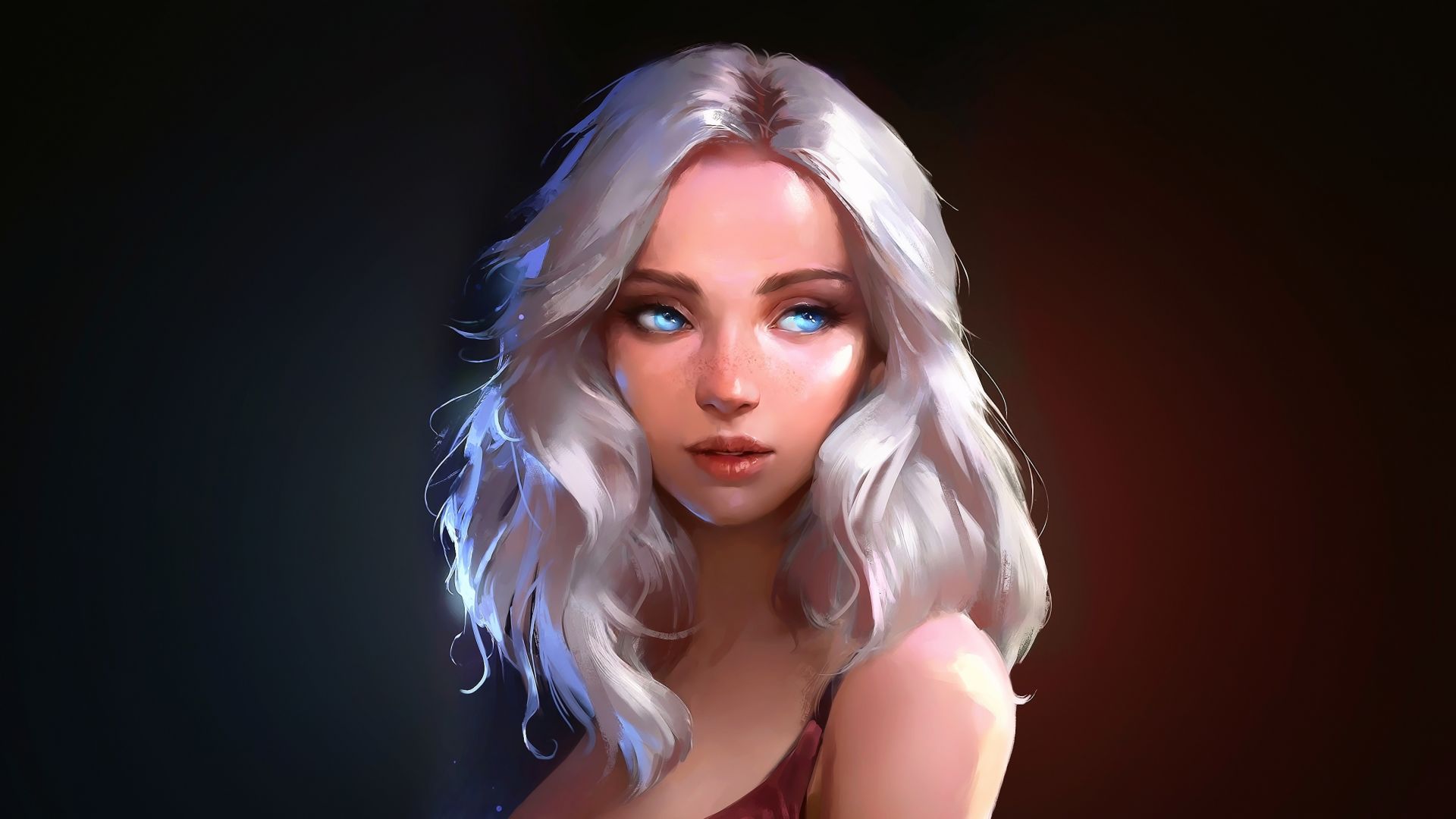 Desktop wallpaper blonde, girl, fantasy, art, HD image, picture, background, 40d7d0