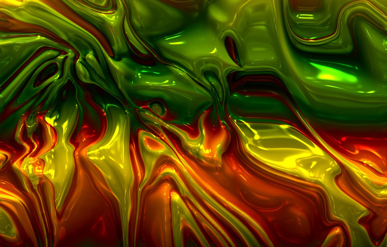 Wallpaper line, orange, yellow, abstraction, green, divorce, structure, substance, plasma, malleability, melting, diffusion, mix, mixing, environment, stringy image for desktop, section абстракции