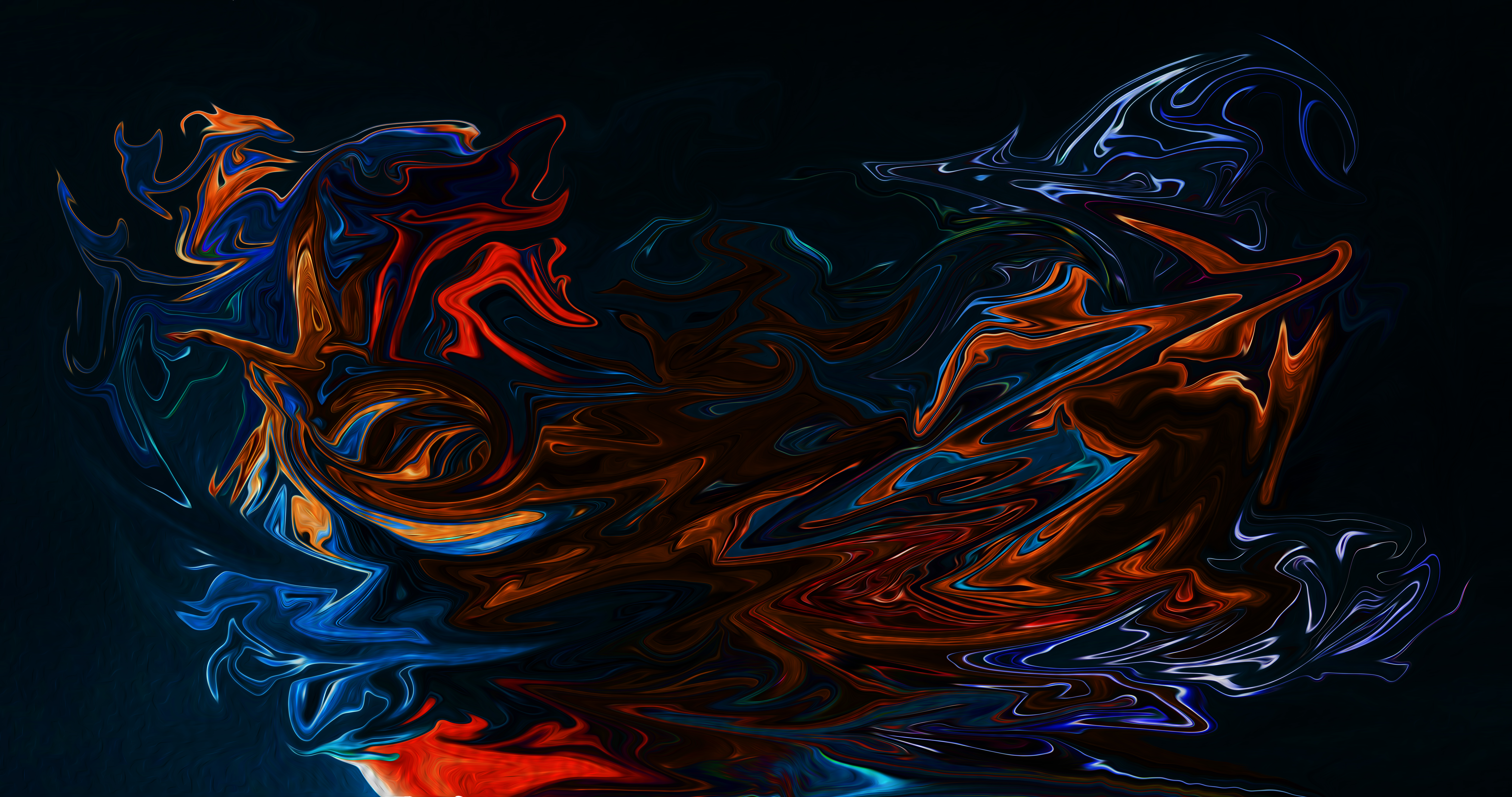 Wallpaper, abstract, fluid, liquid, dark, black background, colorful, artwork, digital art, oil painting, paint splash, paint brushes, brush 8192x4320