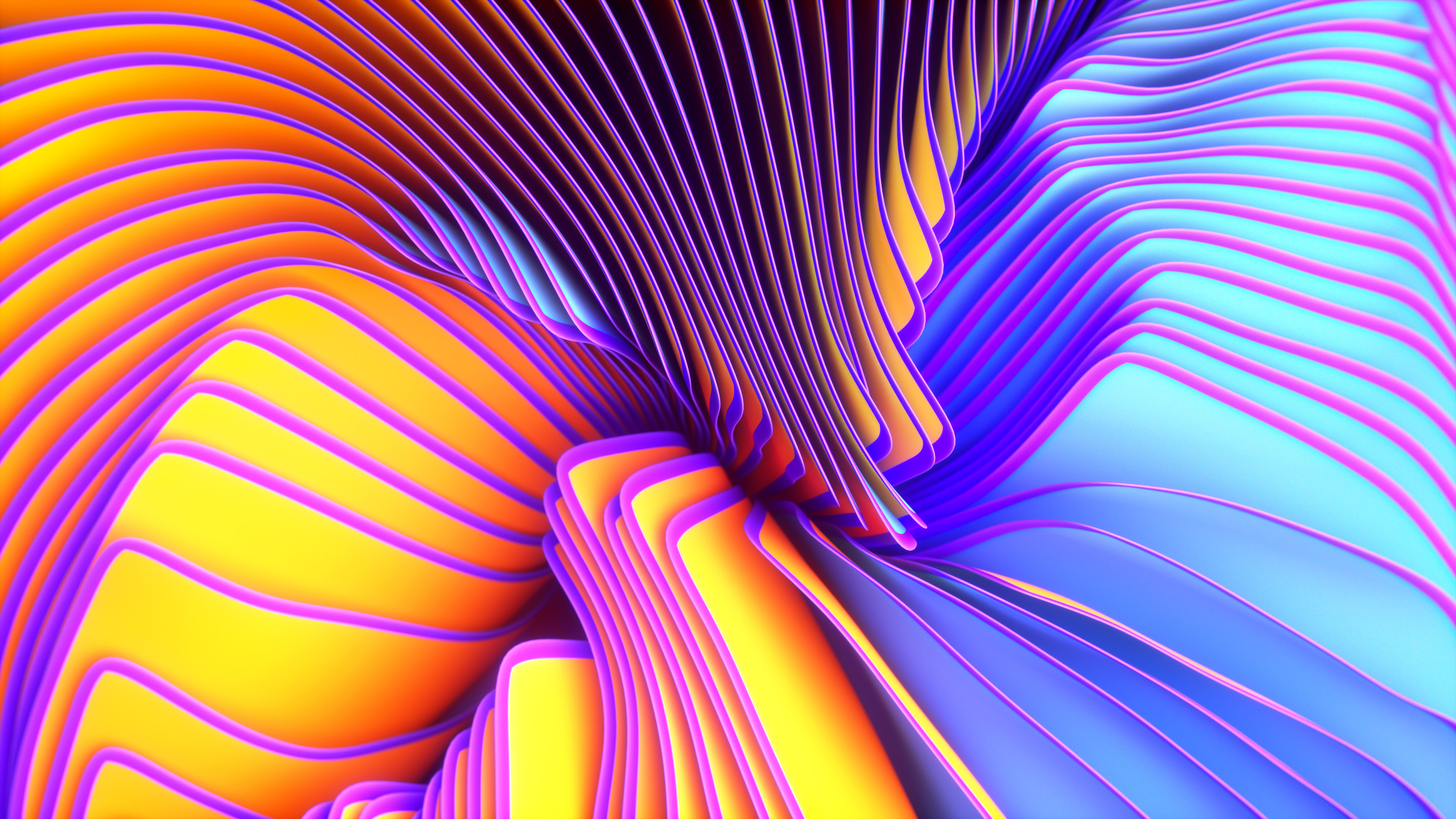 Twirls Wallpaper 4K, Colorful, Spectrum, Yellow, Violet, Abstract