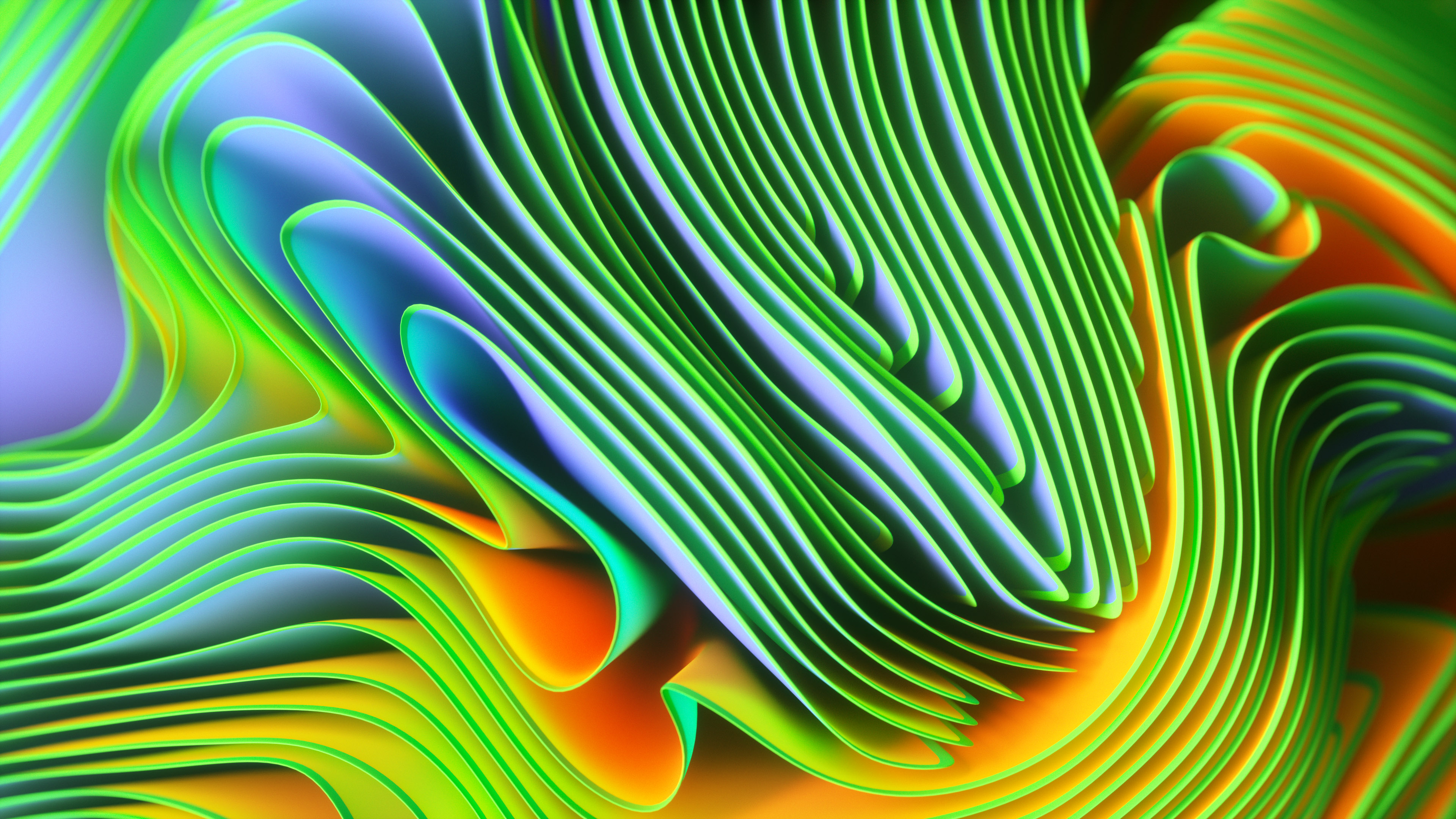 Twirls Wallpaper 4K, Colorful, Spectrum, Green, Abstract