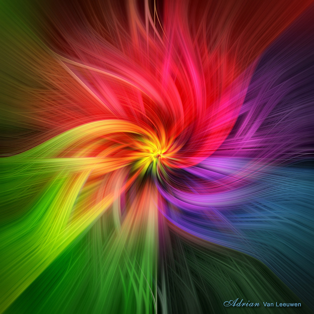 Fractal Flower Abstract Art Spiral Twirls. Color wheel them