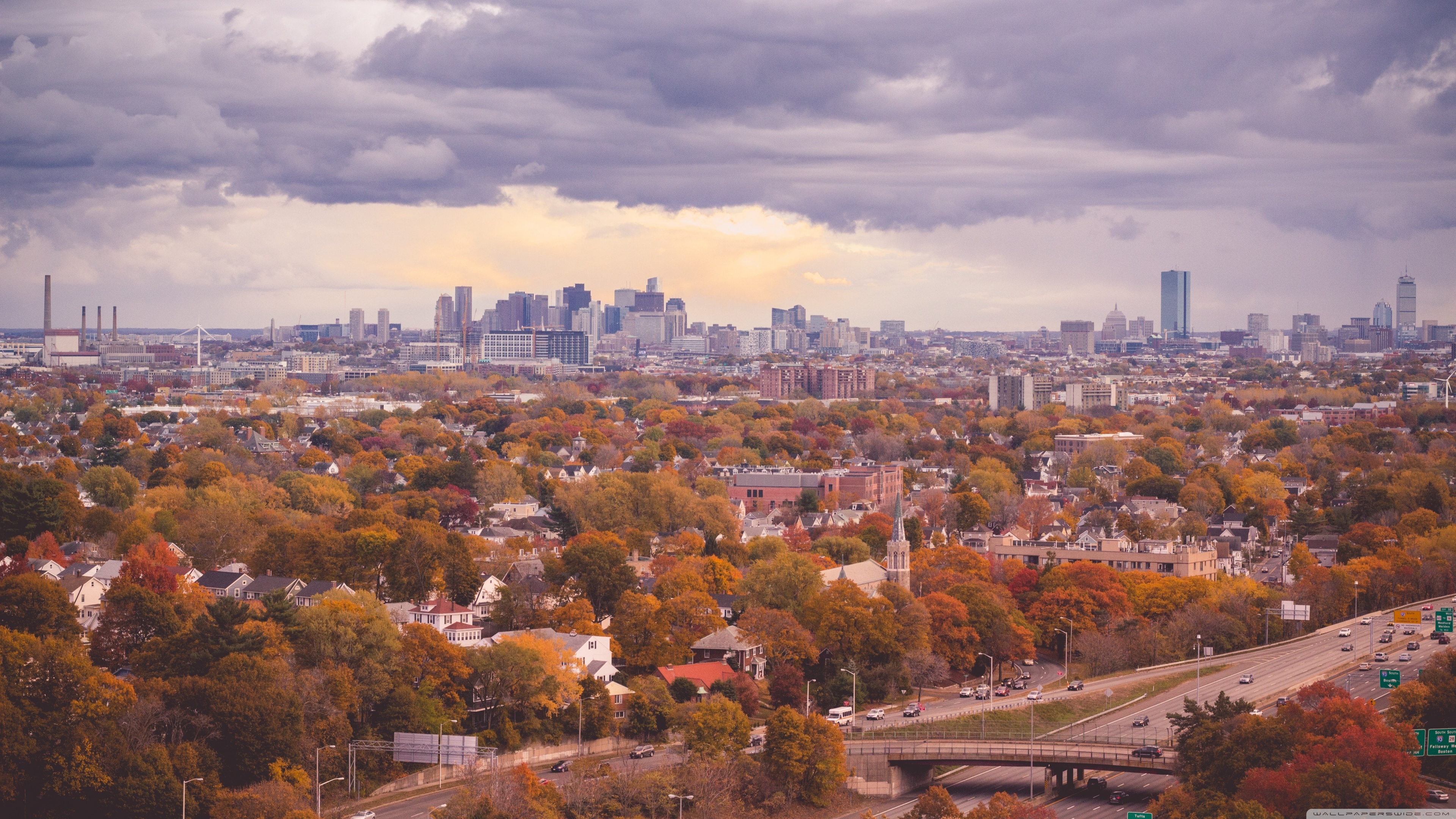 City, Fall, Panoramic View Ultra HD Desktop Background Wallpaper for 4K UHD TV, Widescreen & UltraWide Desktop & Laptop, Tablet