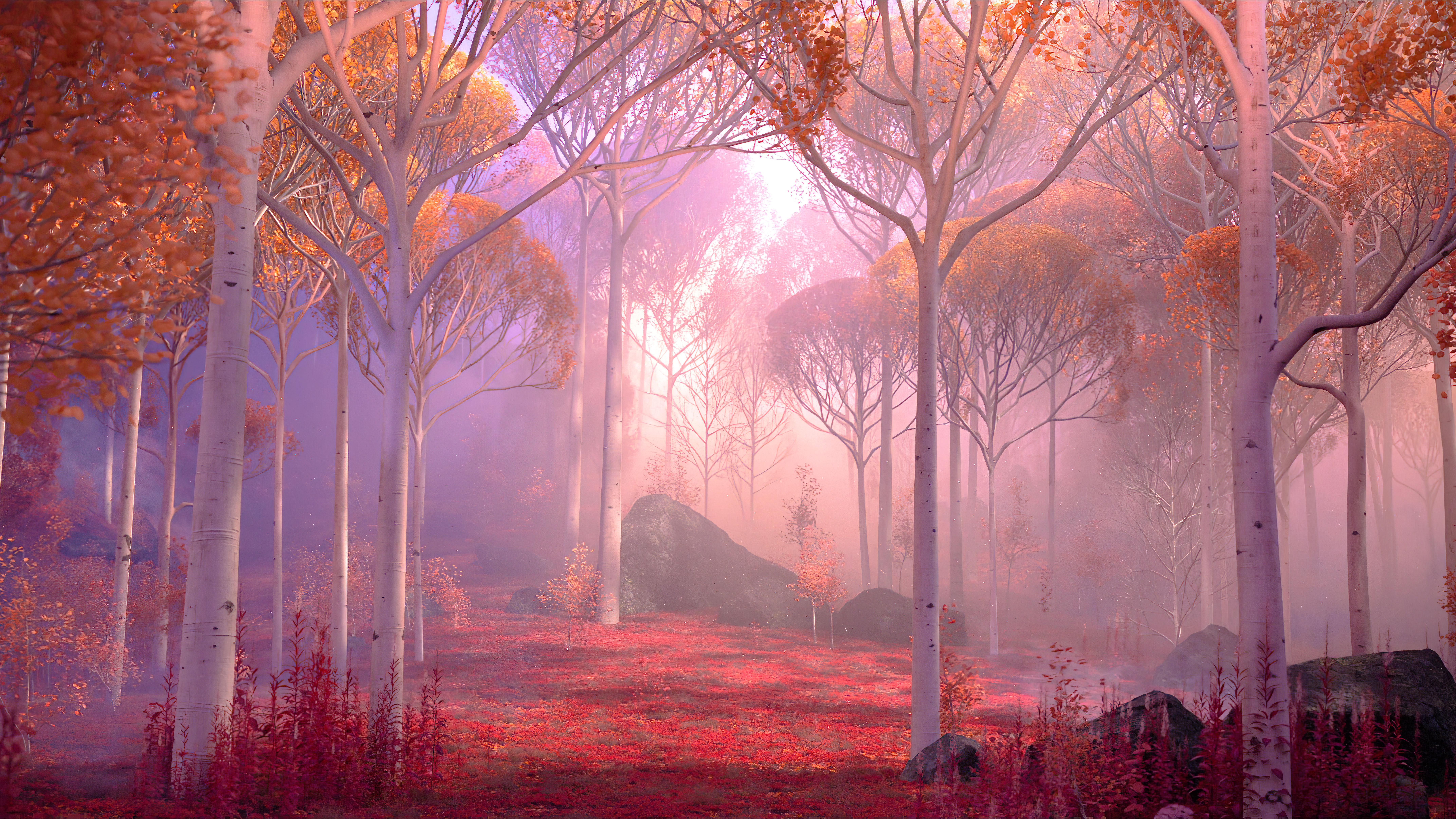 Autumn Forest Landscape 12K Wallpaper: Frozen