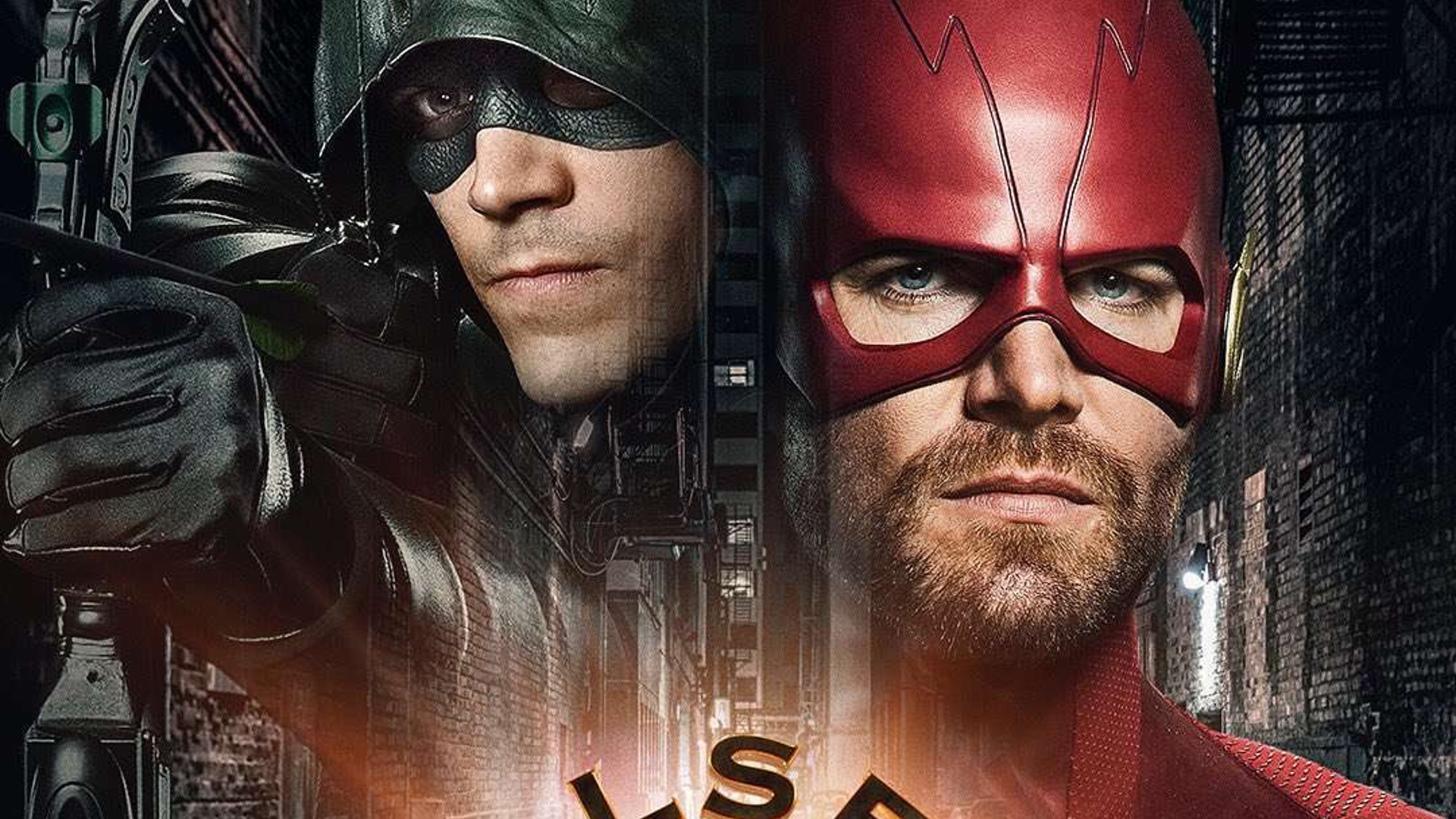 Set Photo From DC's Elseworlds Shows Grant Gustin as Green Arrow and Stephen Amell as The Flash
