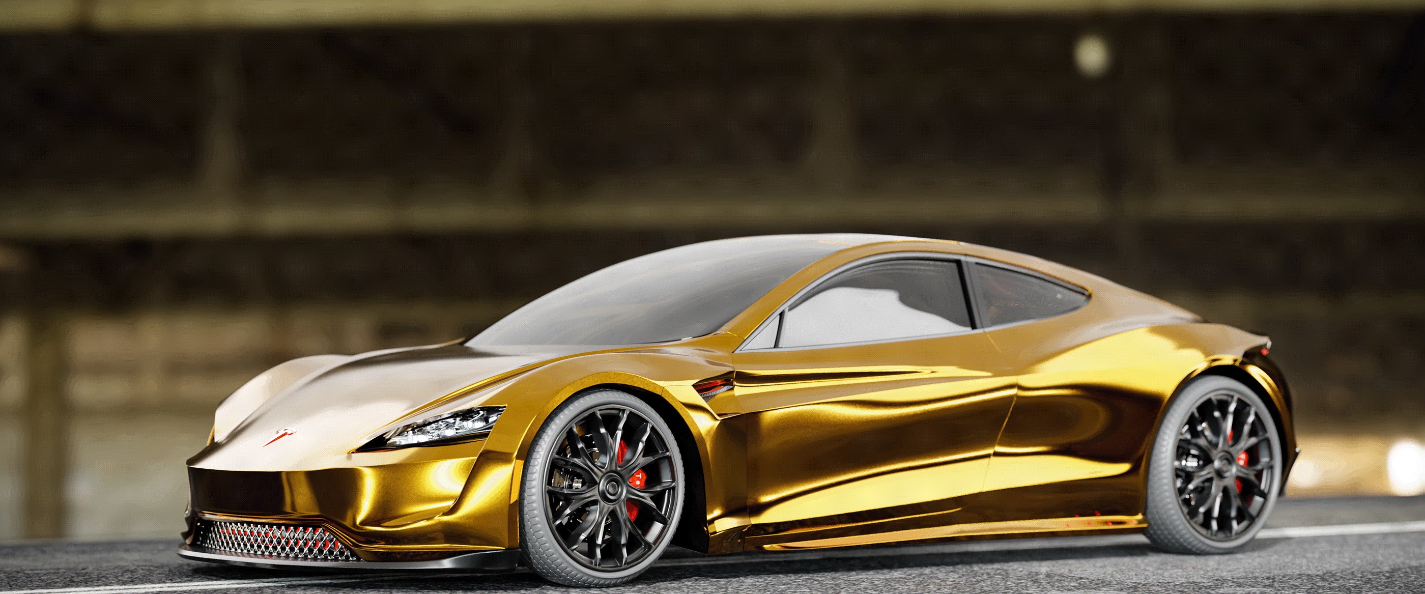 Tesla Roadster 2.0 Gets Rendered in Gold for a Sheik's Pleasure