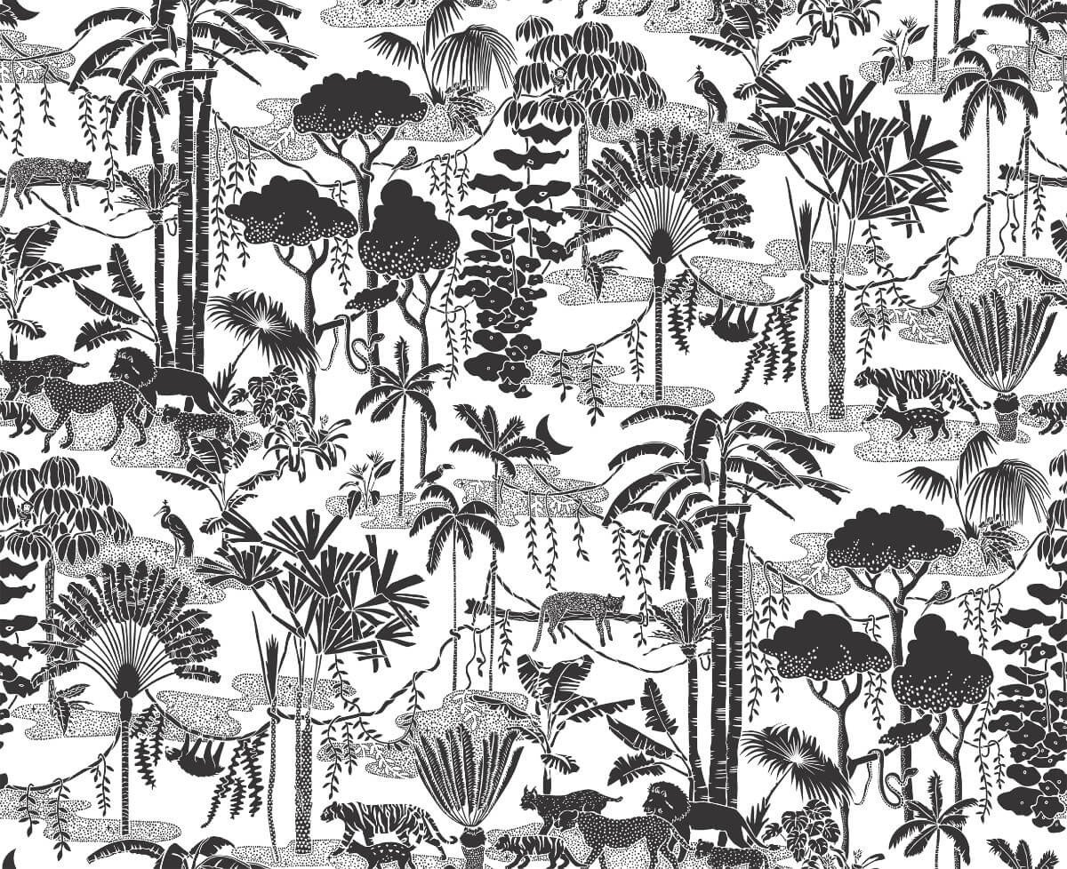 Jungle Dream Wallpaper in Charcoal design