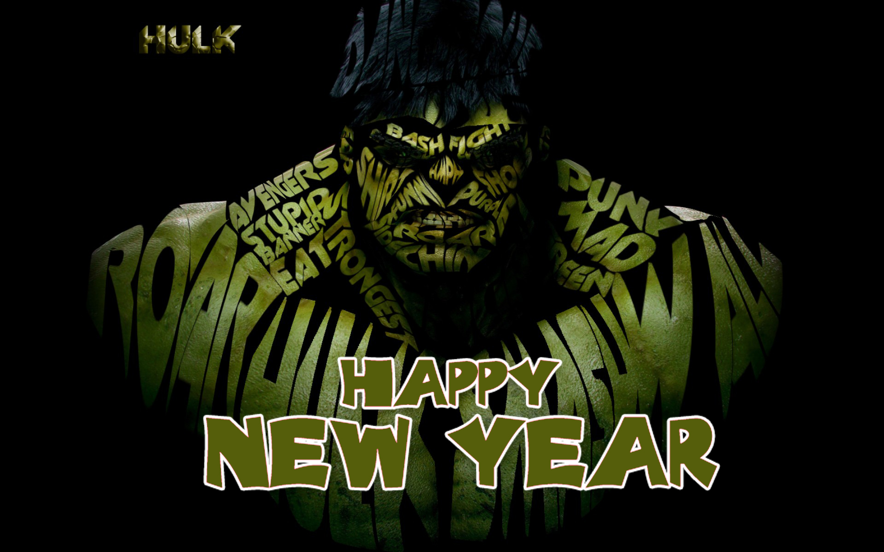 Happy New Year Incredible Hulk Marvel Avenger Superhero Background HD Wallpaper