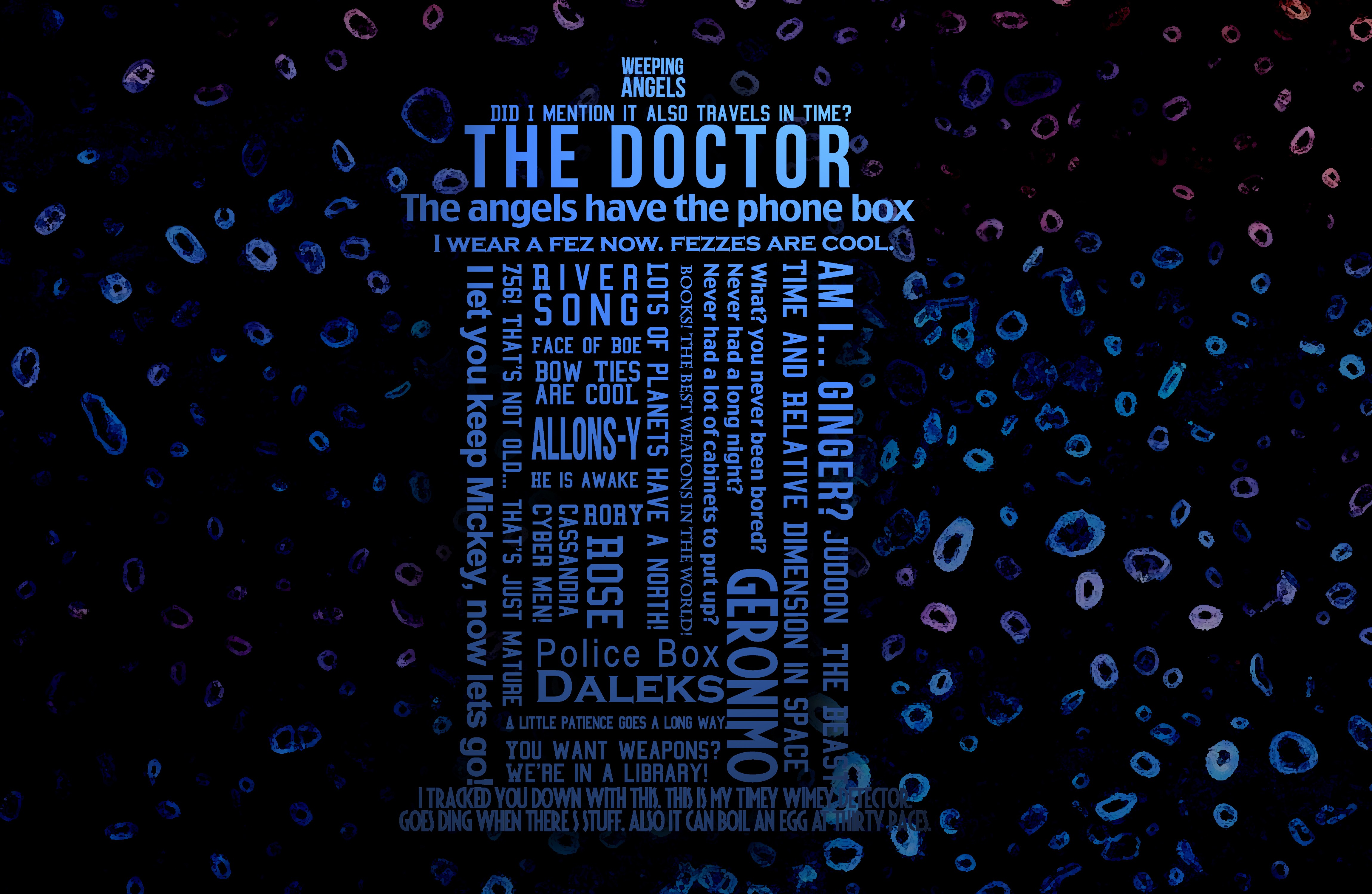 Wallpaper, quote, humor, typography, text, circle, Doctor Who, time travel, TARDIS, The Doctor, number, screenshot, computer wallpaper, font 4600x3000