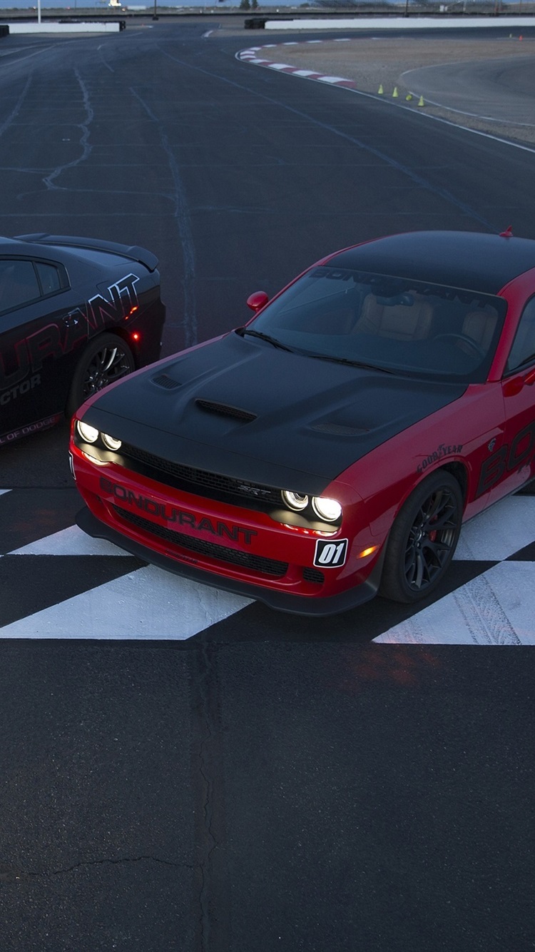 iPhone Wallpaper Dodge Challenger Srt Cars, Two Supercars Turismo Sport Hellcat