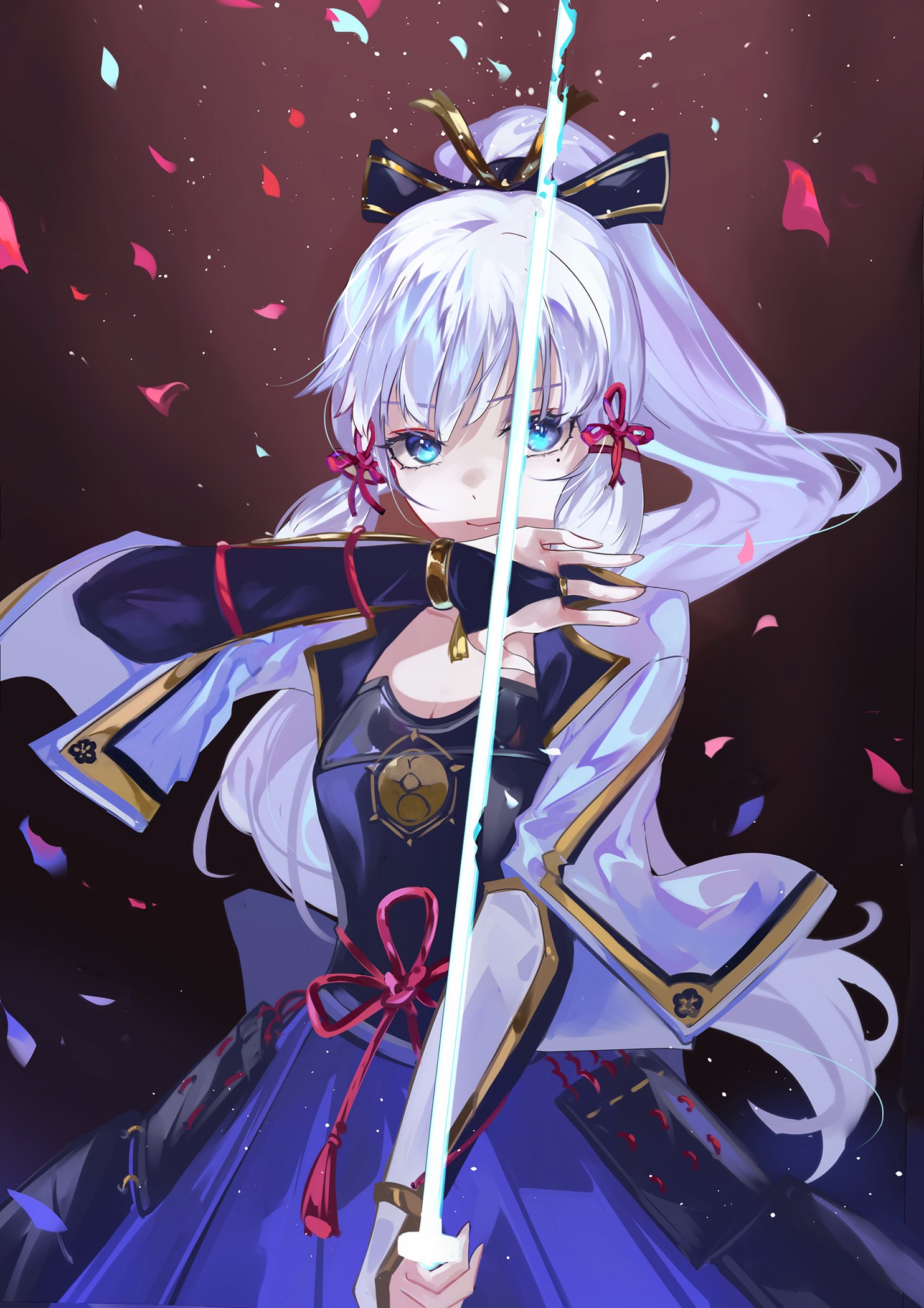 Genshin Impact, Kamisato ayaka, anime girls, sword. Mocah HD Wallpaper