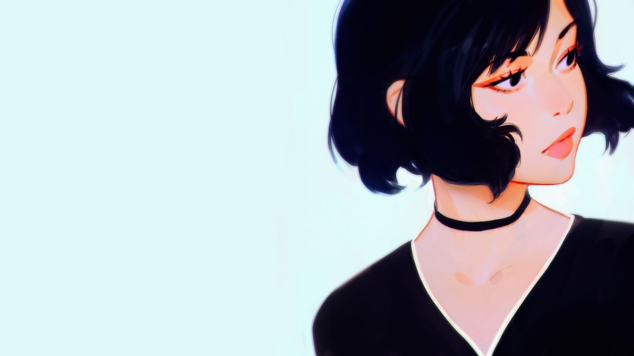 Anime Girl Semi Realistic Short Hair Looking Away Wallpaperx2160