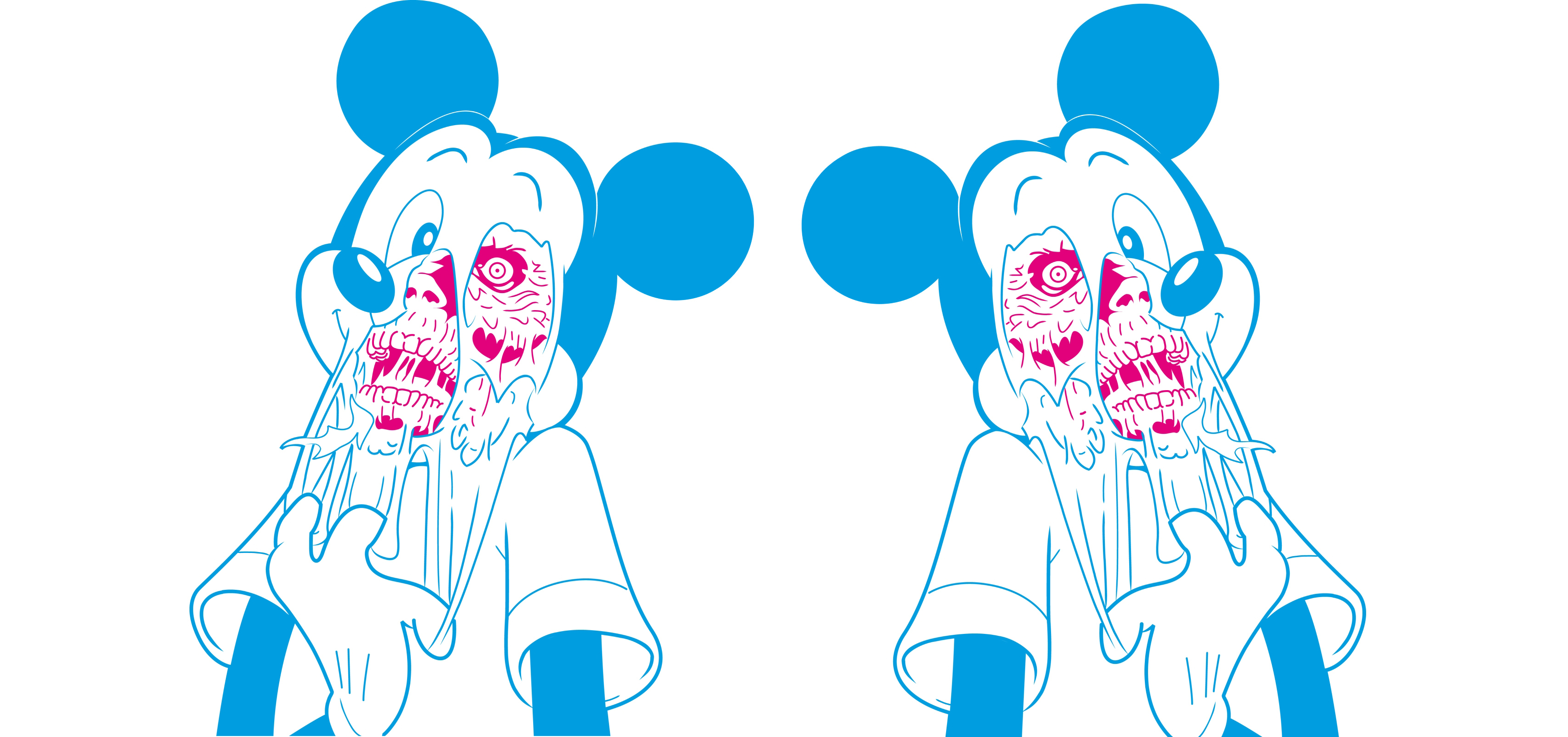 Wallpaper, zombies, Mickey Mouse, creepy, swaggy 3409x1602