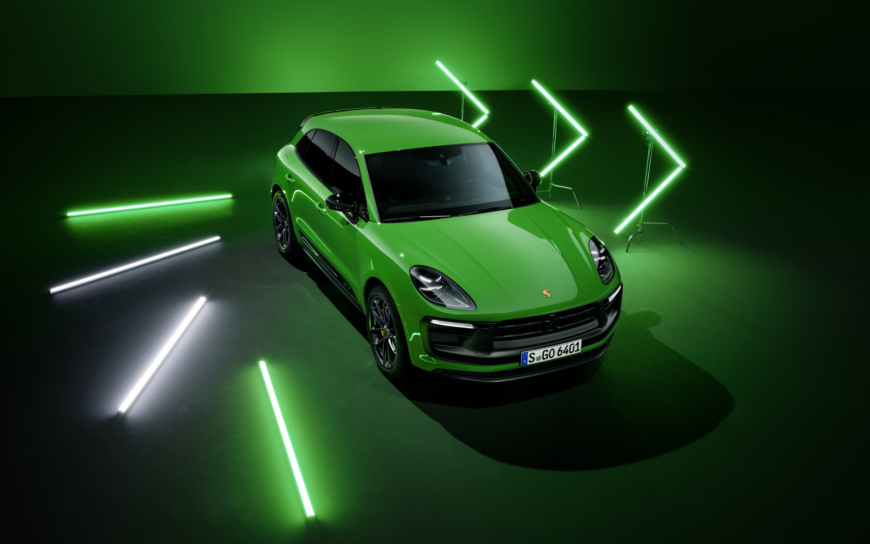 Porsche Macan GTS Wallpaper 4K, Sport Package, 2021, Dark background, Neon, Cars