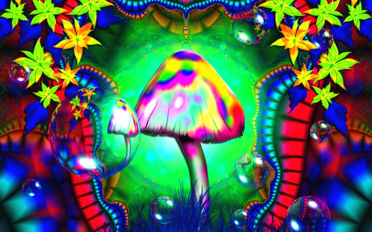 Wallpaper, colorful, window, mushroom, glass, LSD, Toy, kaleidoscope, christmas lights, color, fractal art, psychedelic art 1440x900