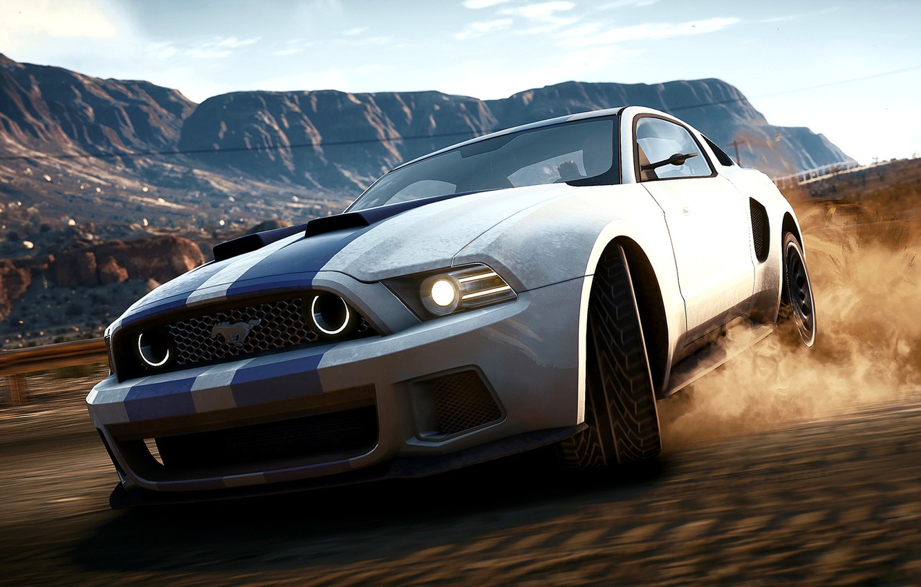 Wallpaper Mustang, Ford, Shelby, Sand, The game, Machine, Speed, Ford, Skid, Mustang, Drift, Drift, NFS, Speed, Game, Need For Speed image for desktop, section игры