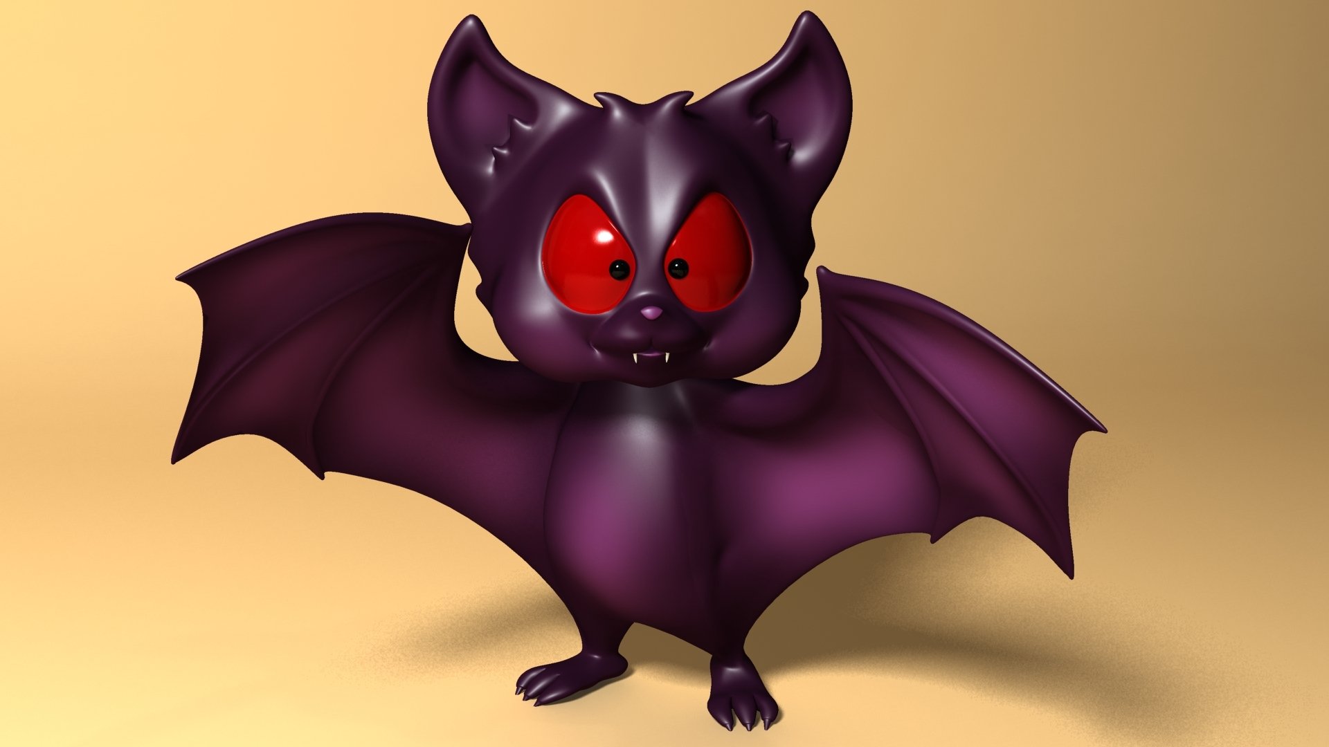 Cartoon Bat 3D Model HD Wallpaper