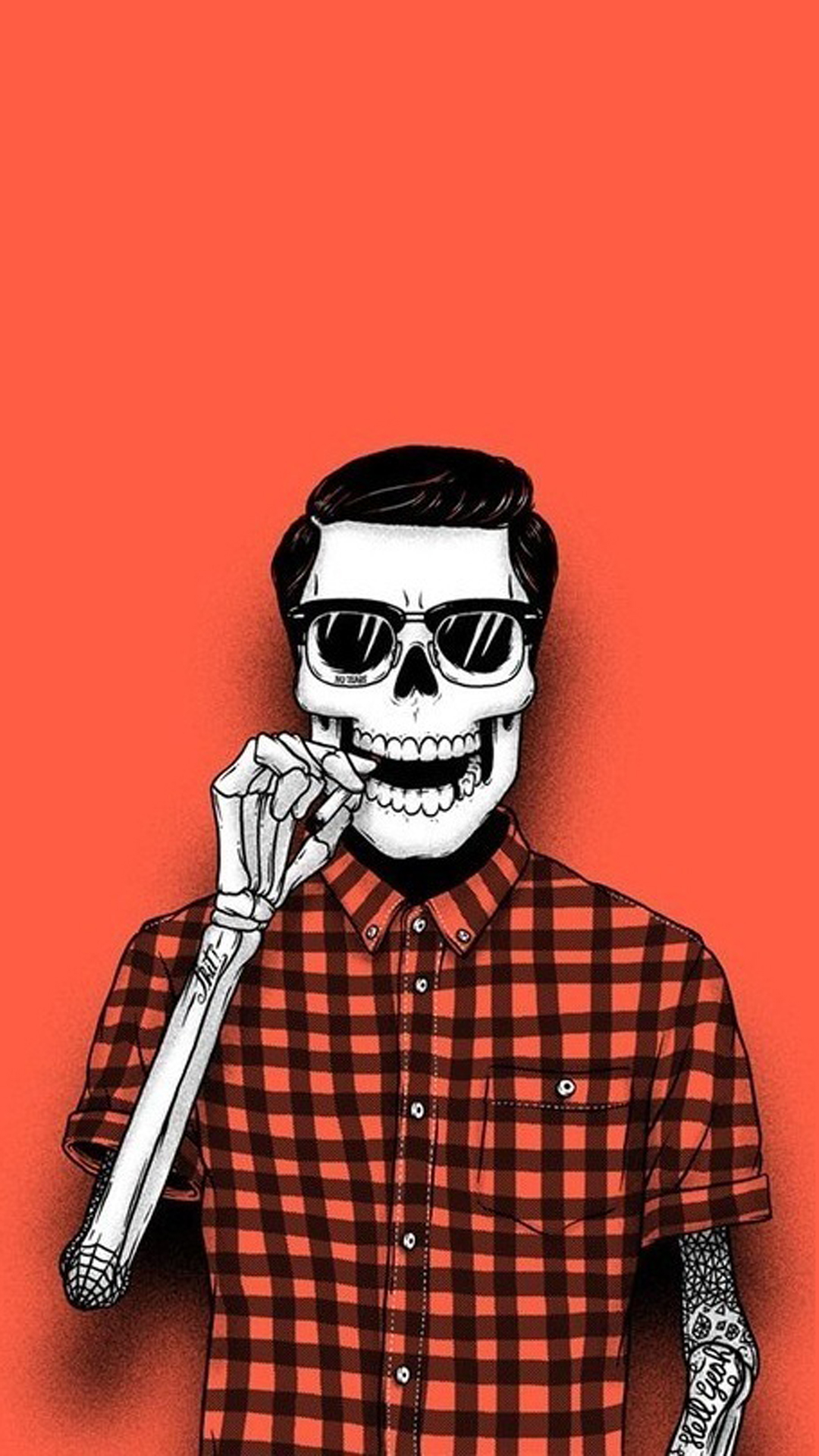 Hipster skeleton Halloween htc one wallpaper
