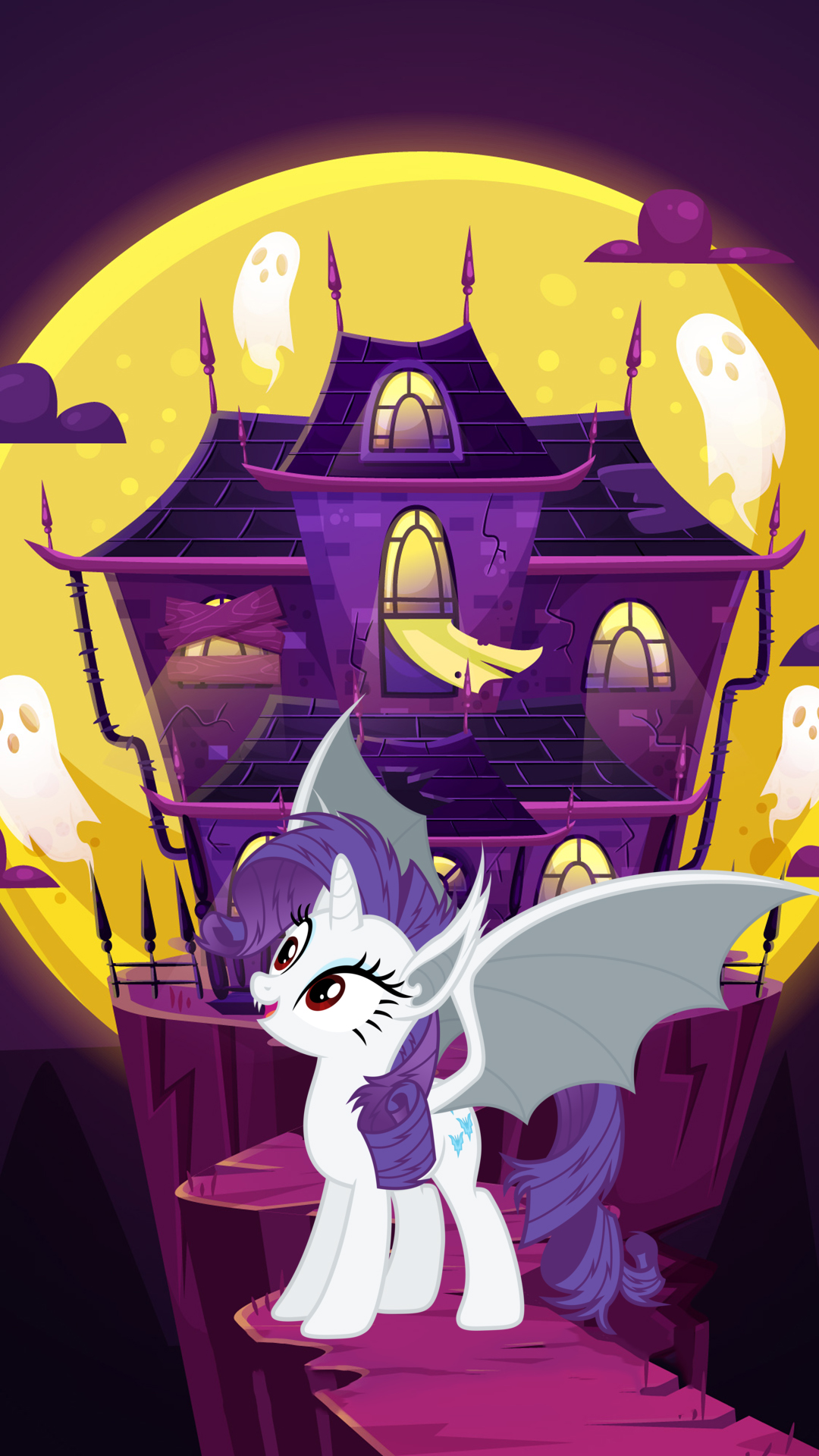 Cute Halloween Phone wallpaper with My Little Ponies as bats