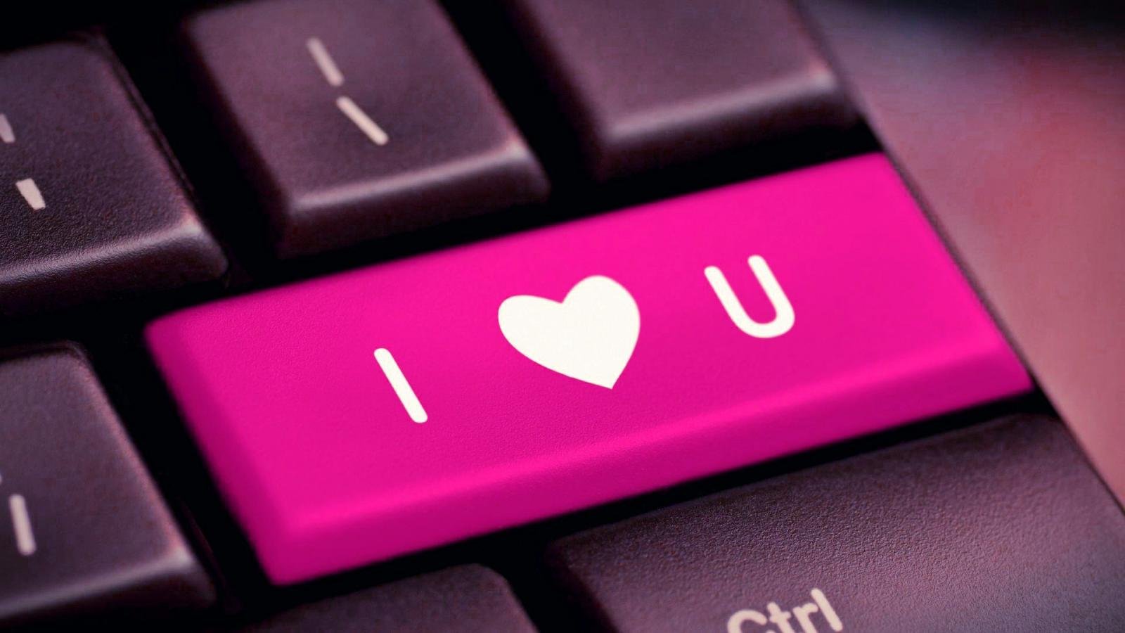 Wallpaper, 1600x900 px, computer, i, keyboard, love, pink, you 1600x900