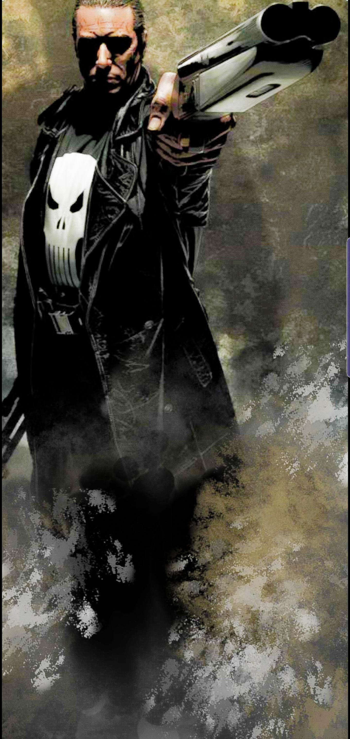 Punisher And His Shotgun Galaxy S10 Hole Punch Wallpaper