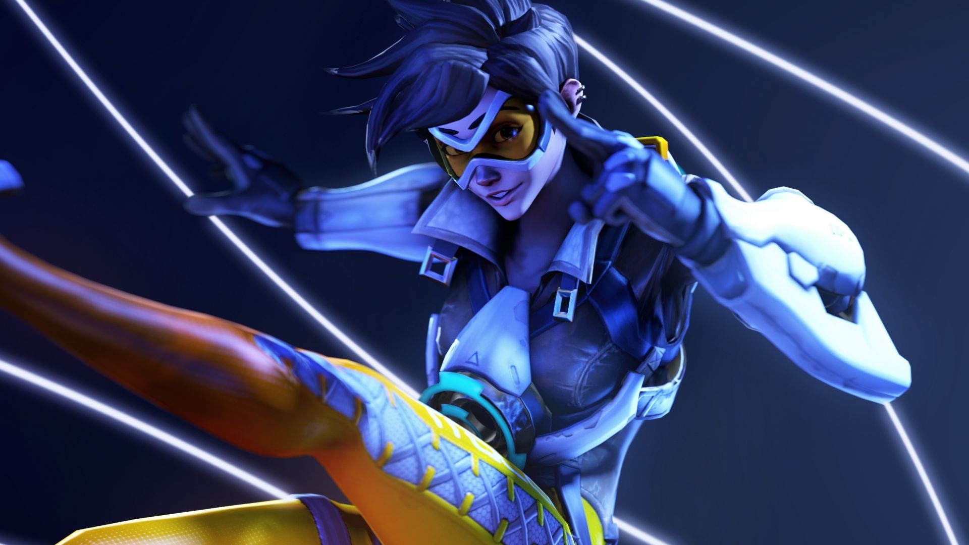Desktop wallpaper tracer, overwatch, artwork, yellow sunglasses, game, HD image, picture, background, ade64a