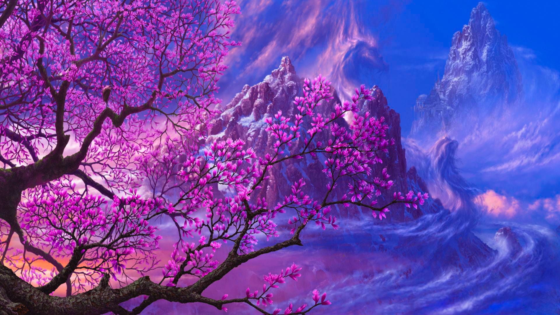 Anime Cherry Blossom Tree Wallpaper 4K