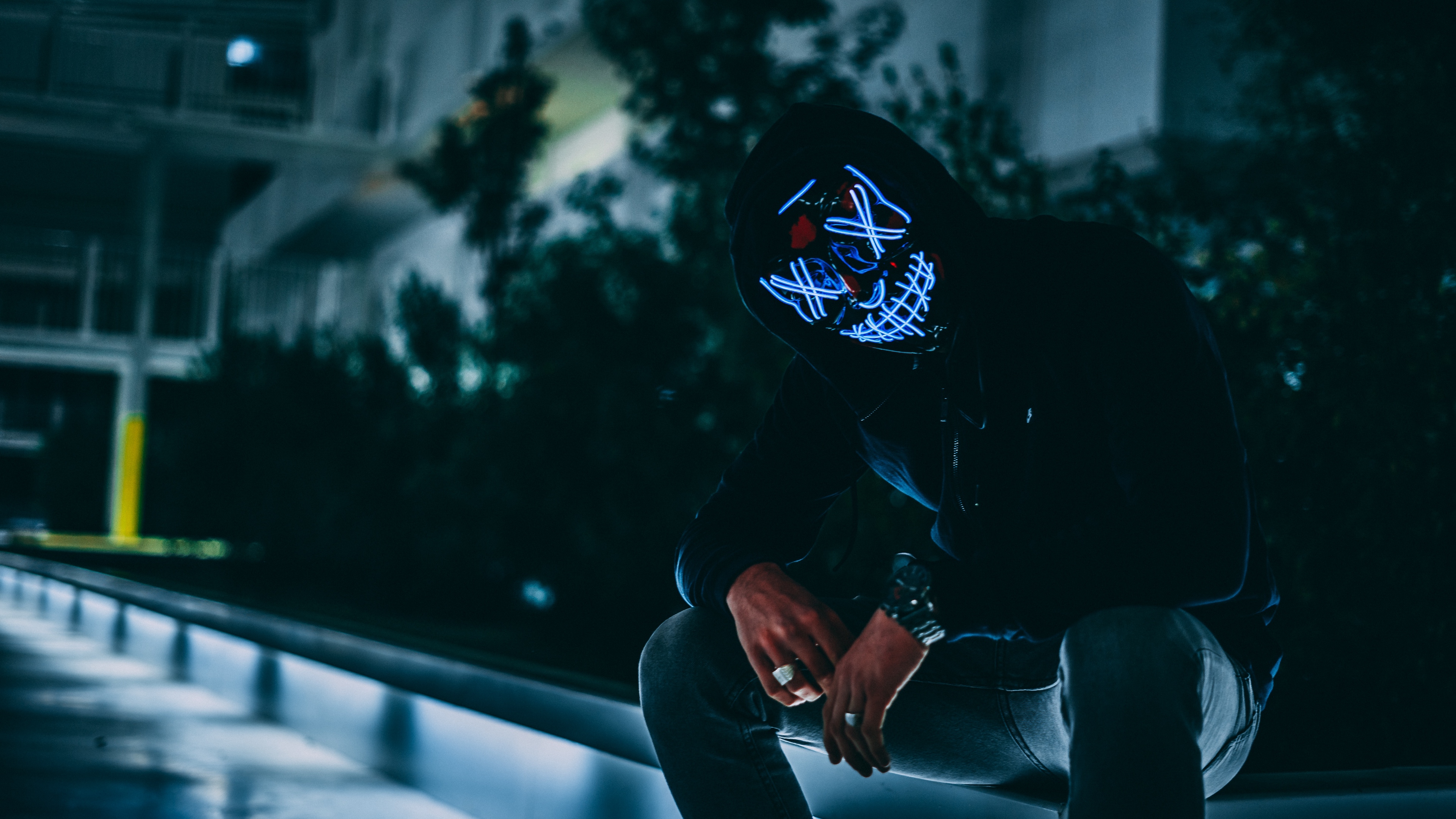 Wallpaper Mask, Hood, Anonymous, Glow, Darkness, Face Anonymous Hoodie Guy