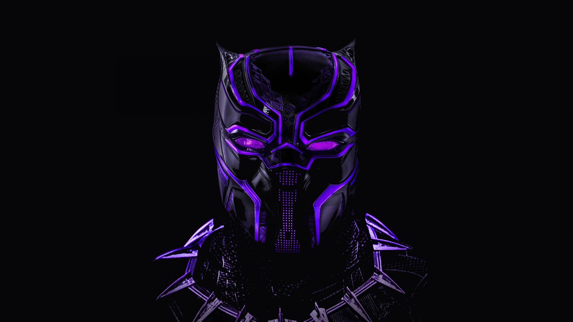 Desktop wallpaper black panther, superhero, dark, glowing mask, HD image, picture, background, 3f37bc