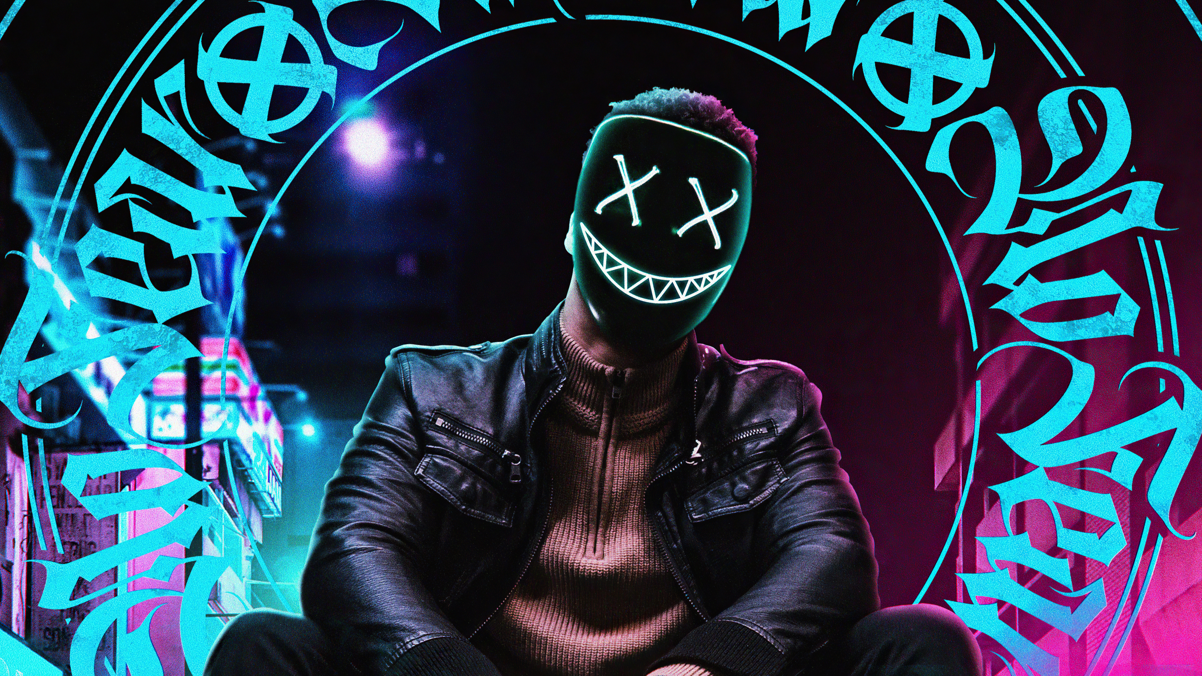 Just Smile Mask Glowing 4k, HD Artist, 4k Wallpaper, Image, Background, Photo and Picture
