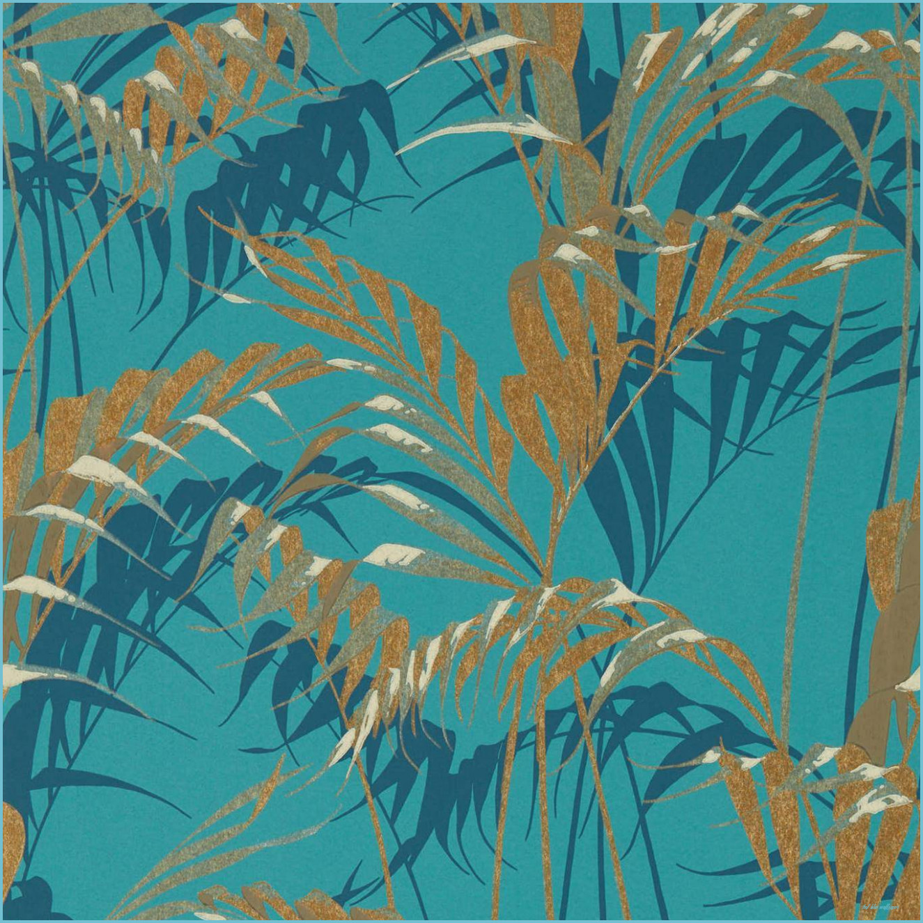 Sanderson Palm House Teal Gold Wallpaper 12 Blue Wallpaper