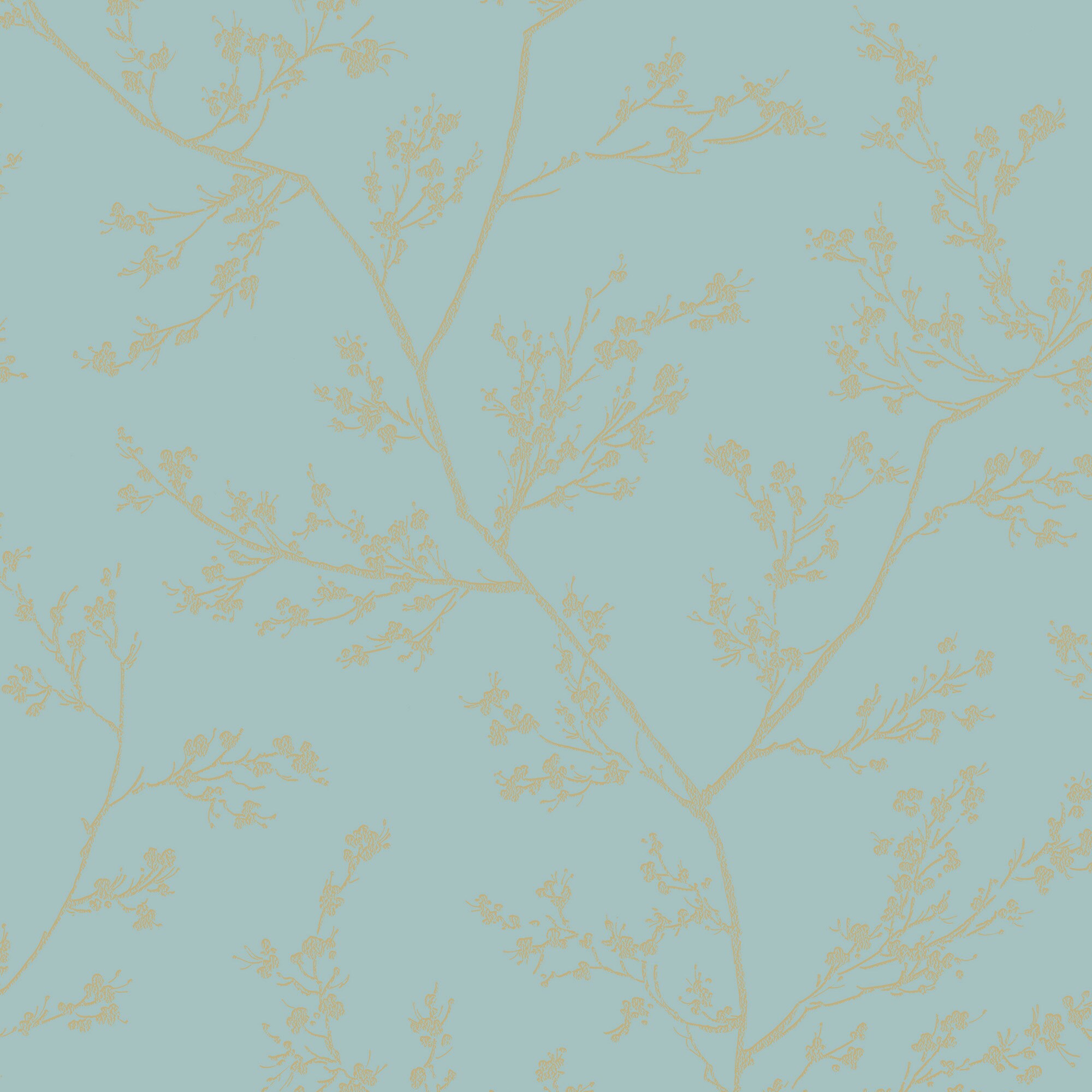 Graham & Brown G B AQUA AND GOLD SPRINGTIME WP In The Wallpaper Department At Lowes.com
