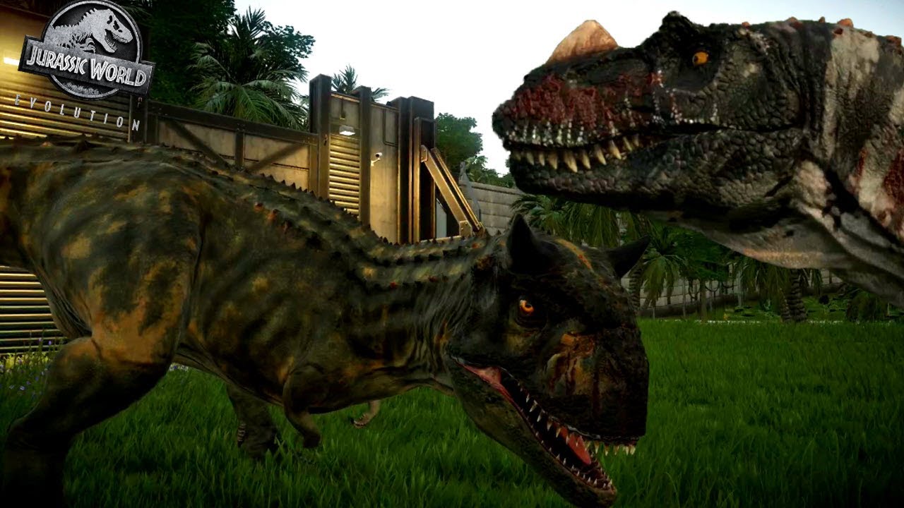 JURASSIC WORLD EVOLUTION CRETACEOUS GREEN CARNOTAURUS TORO VS CERATOSAURUS