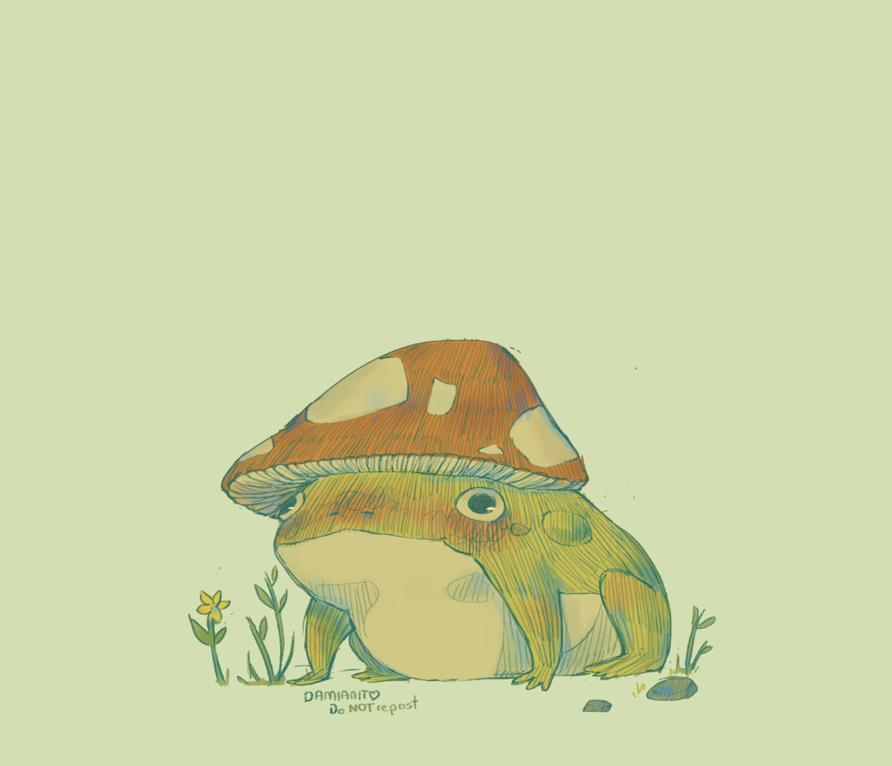 cute lil frog with mushrooms and flowers  Cute frogs Frog pictures Frog  wallpaper