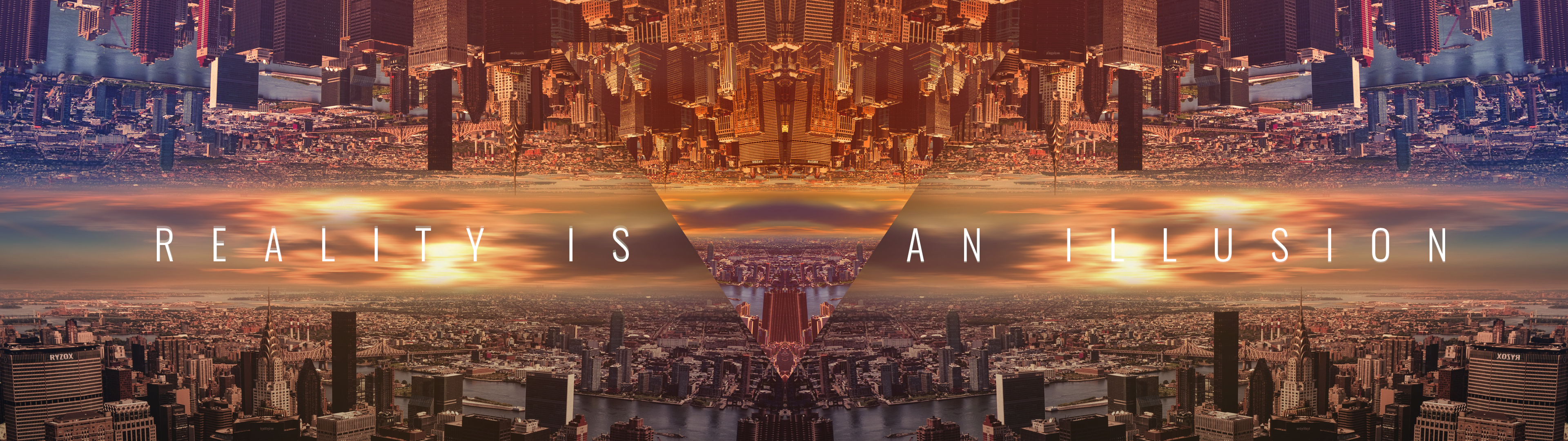 Abstract City Illusion Alternate Reality Ultrawide Wallpaper: 3840x1080