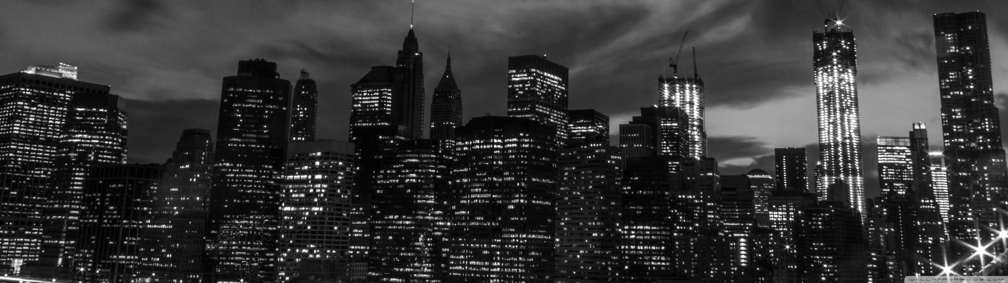 New York City Black And White At Night Ultra HD Desktop Background Wallpaper for: Widescreen & UltraWide Desktop & Laptop, Multi Display, Dual Monitor, Tablet