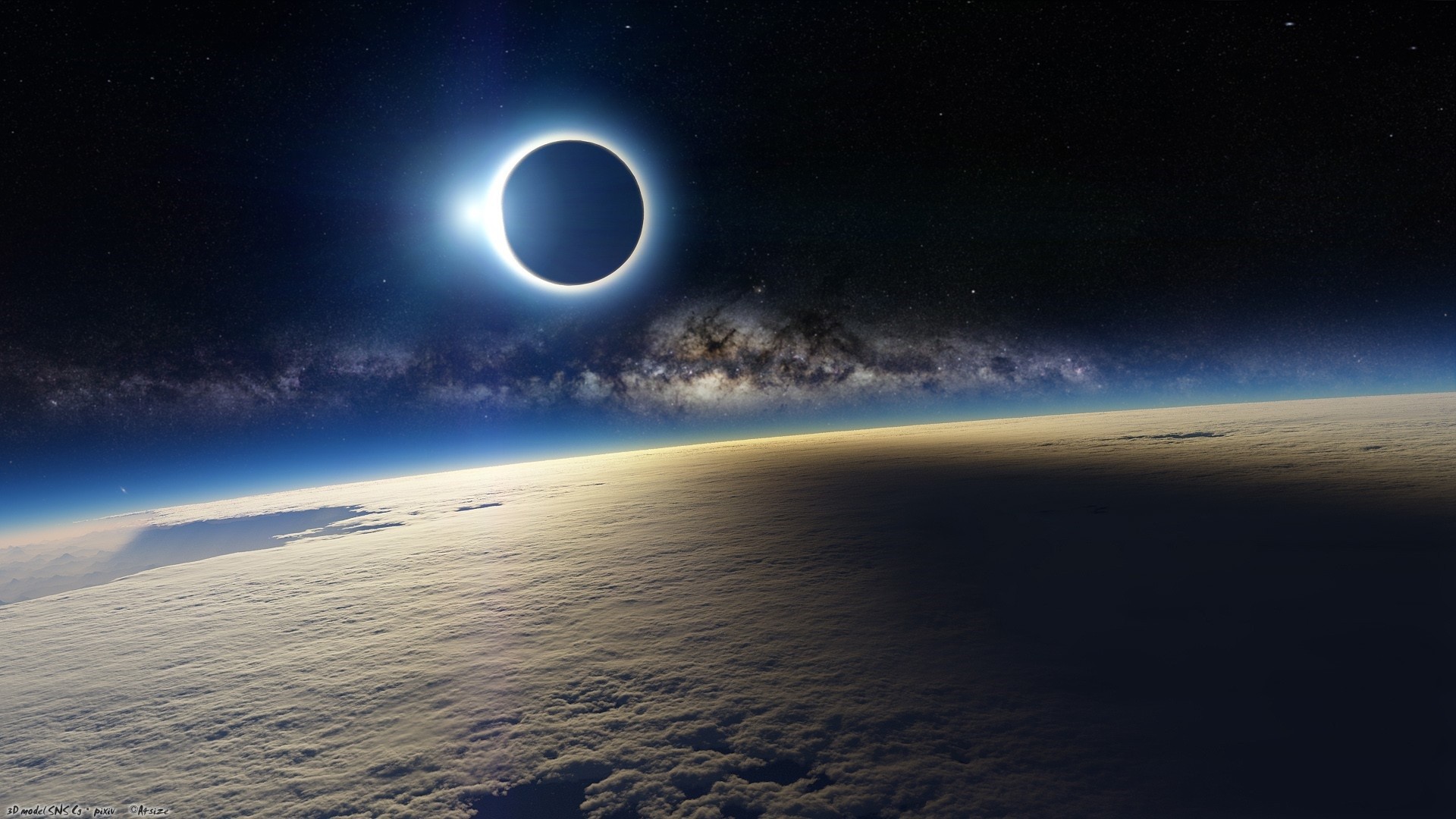 Wallpaper, planet, sky, stars, Earth, Sun, astronomy, screenshot, atmosphere of earth, outer space, astronomical object 1920x1080