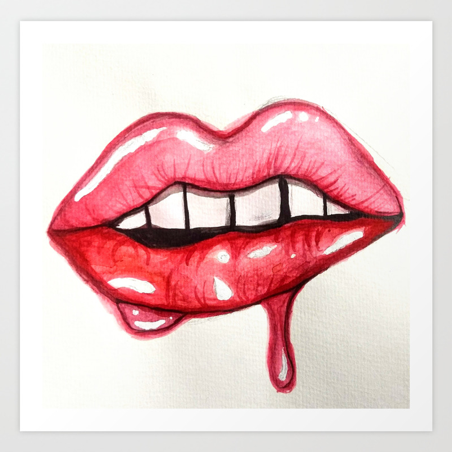 Drippy Trippy Lips Art Print