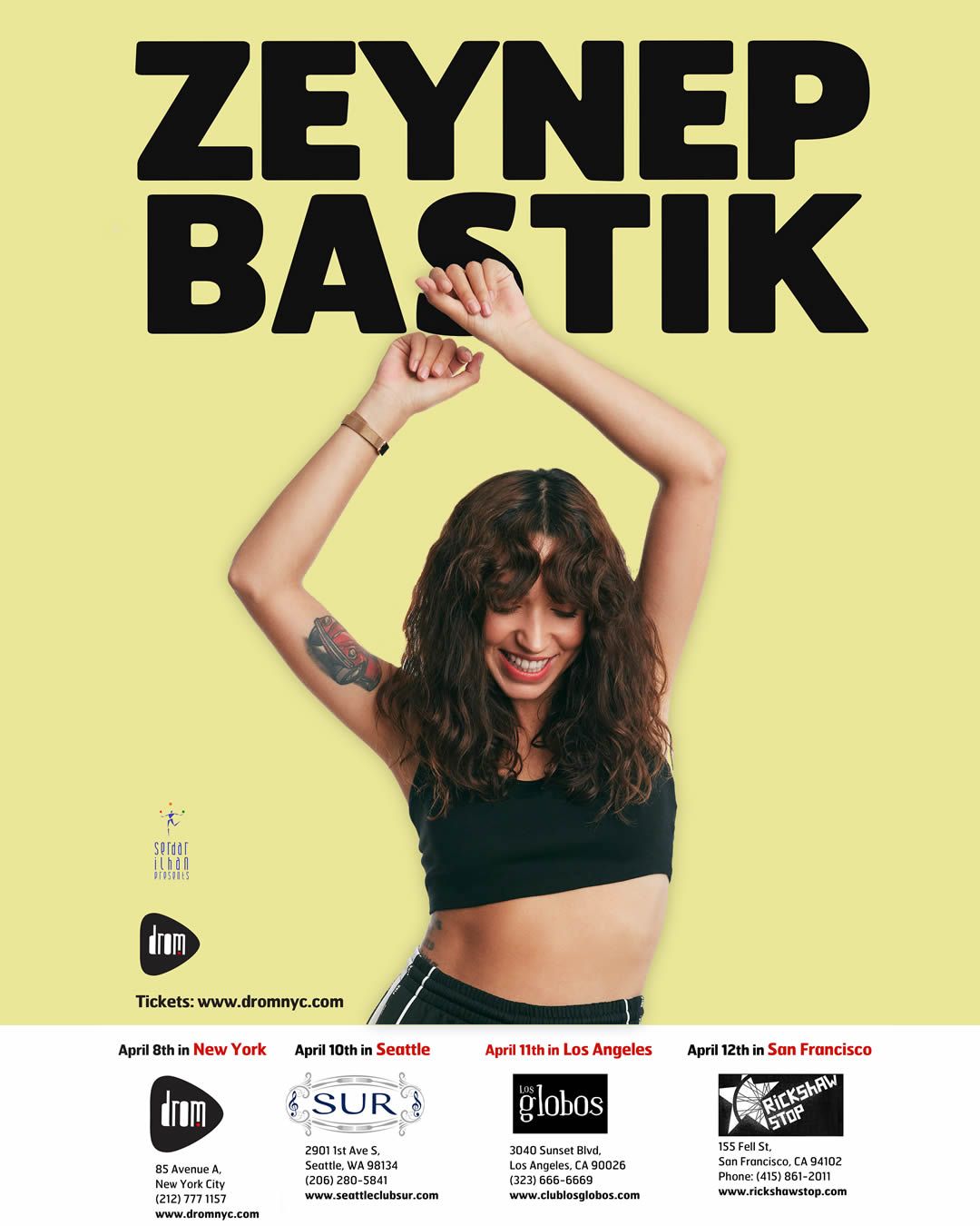 Zeynep Bastık Kuzey Amerika Turnesi. Nyc tickets, April 11, San francisco