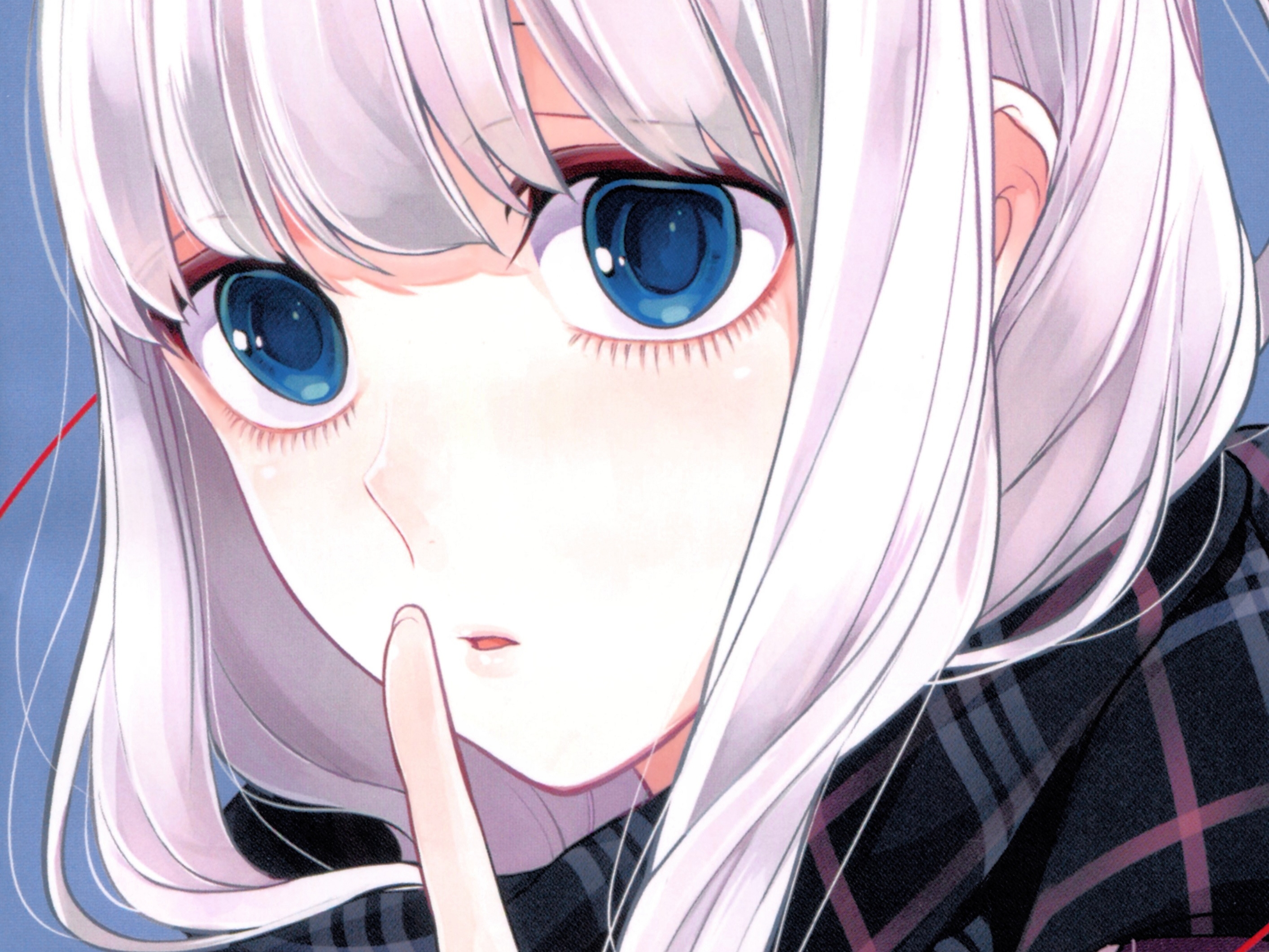 Wallpaper, Koi to Uso, anime girls, blue eyes, white hair 2828x2121