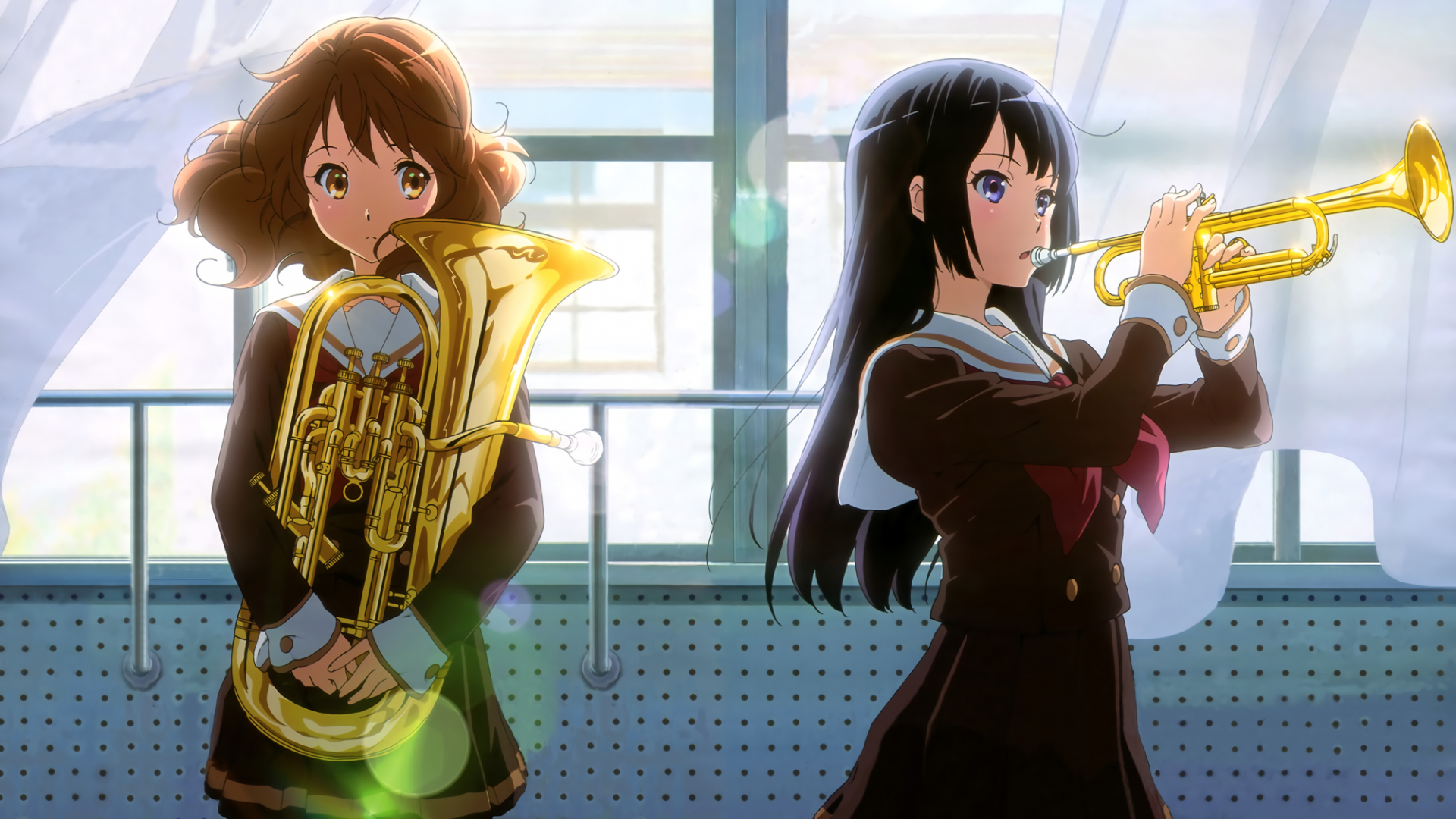 Download 1920x1080 Hibike! Euphonium, Oumae Kumiko, Kousaka Reina, Music, School Wallpaper for Widescreen