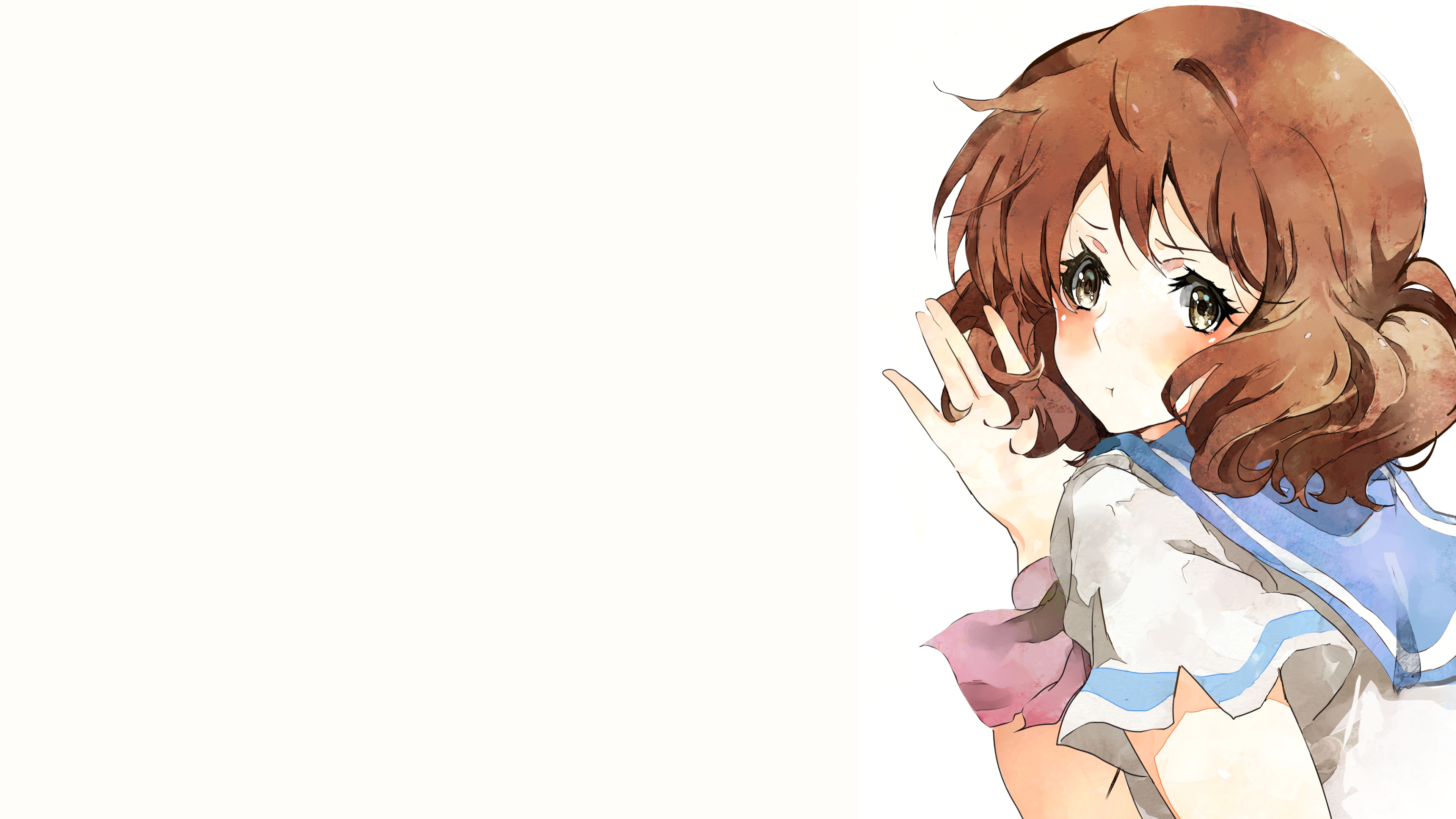 Wallpaper, hibike euphonium, Oumae Kumiko, brunette, white background, school uniform, 4k, anime girls 3840x2160