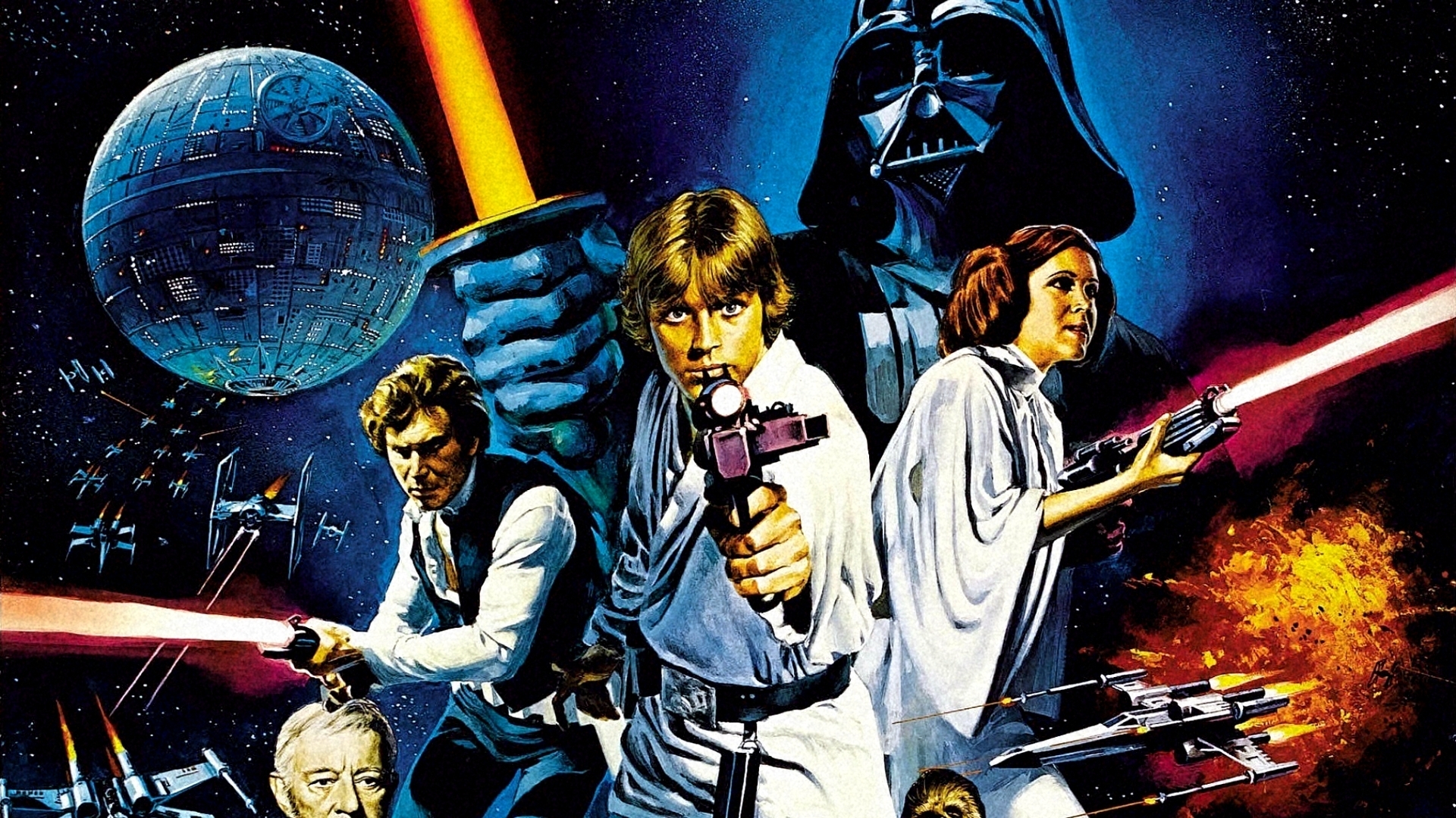 Darth Vader Death Star Han Solo Luke Skywalker Princess Leia Wallpaper:1920x1080