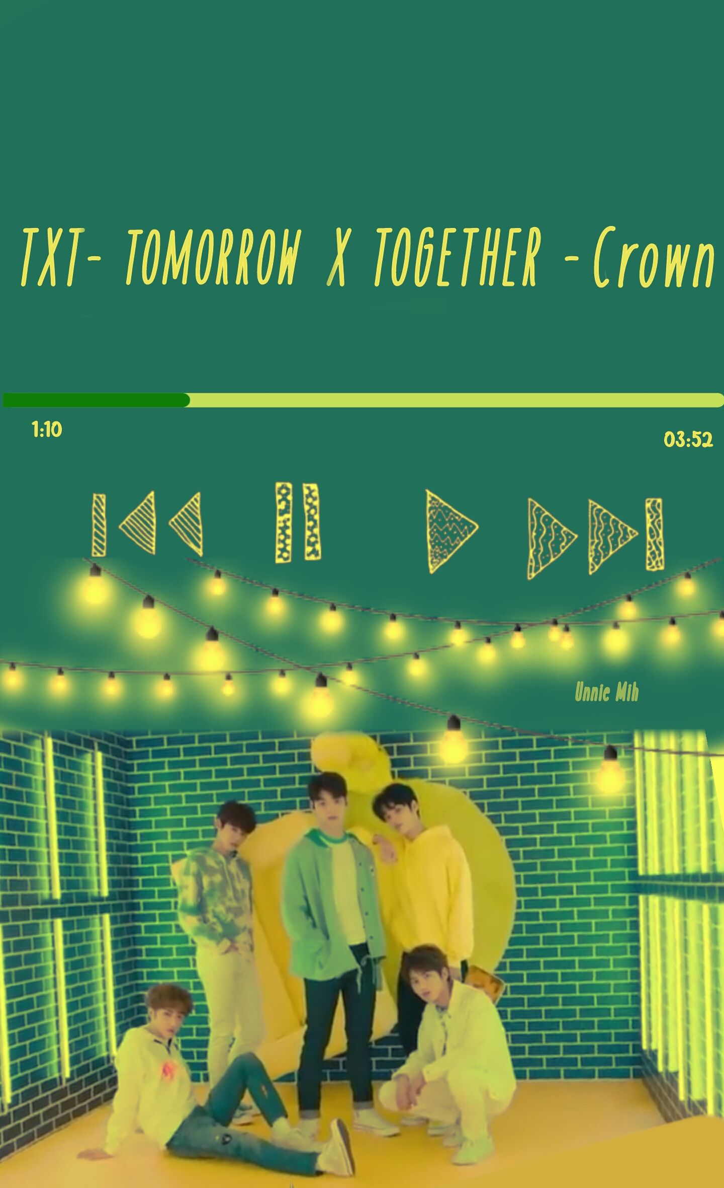 Wallpaper txt! Loved debut #txt #txt_tomorrow_x_together #Crown #bighit #debut #aesthetic #yellow #green. Txt, Kpop wallpaper, Green aesthetic