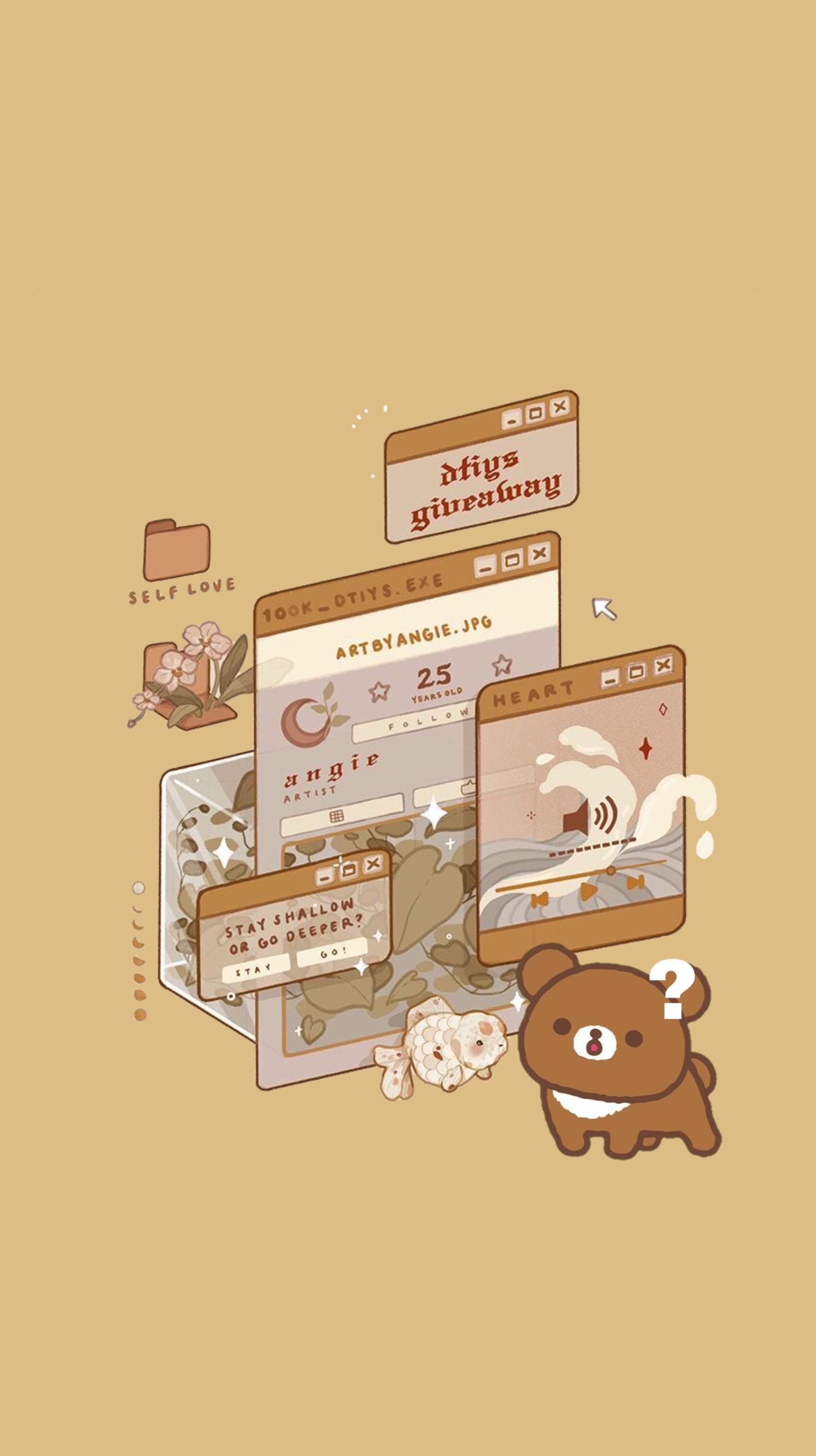 Aesthetic brown bear. Rilakkuma wallpaper, Cute wallpaper, Cute desktop wallpaper
