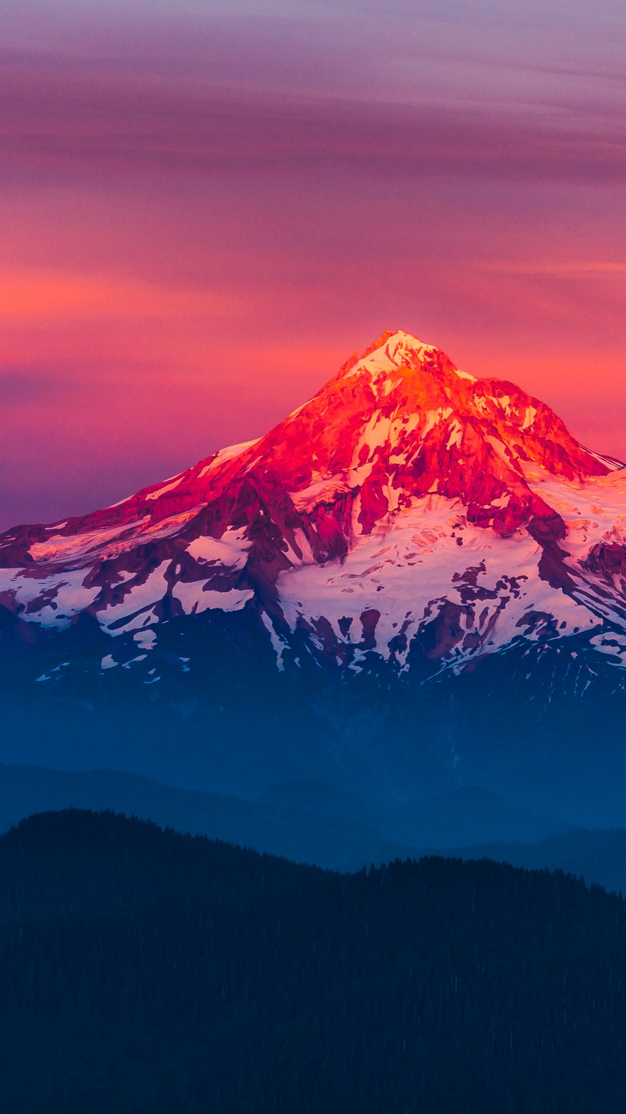 Mount Hood Wallpaper 4K, Oregon, Alpenglow, Sunset, Pink sky, Nature