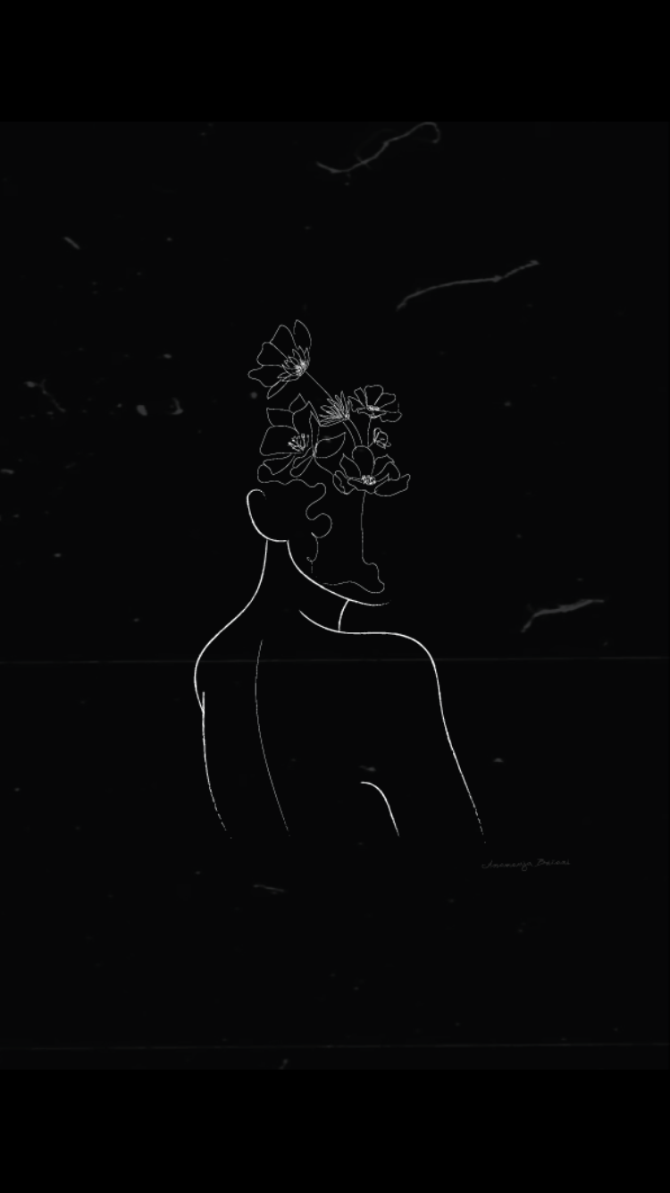 Flowerhead. Black and white art drawing, Black background wallpaper, Line art drawings