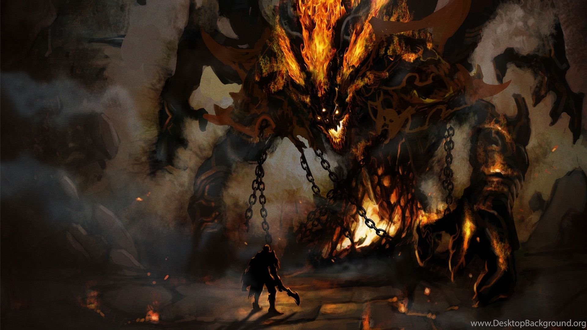 Giant Fire Monster HD Wallpaper Desktop Background