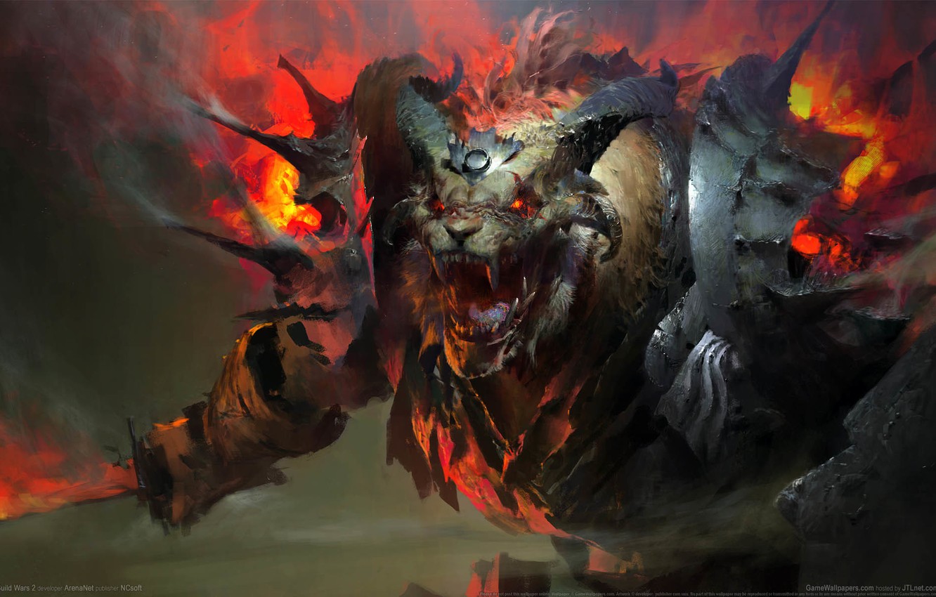 Wallpaper fire, monster, sword, Guild Wars game wallpaper image for desktop, section игры