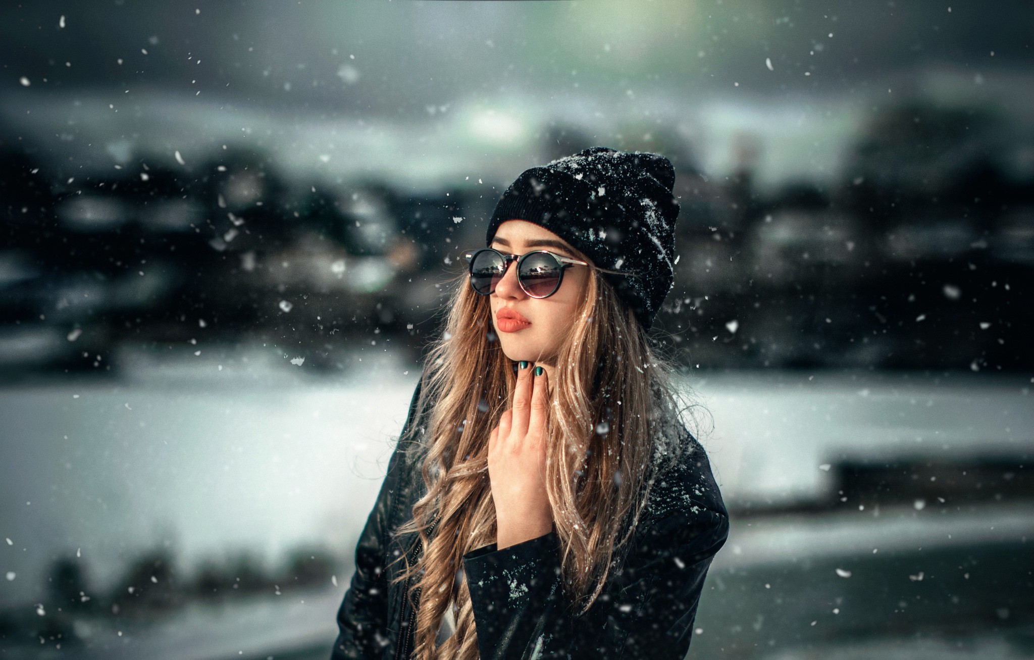 women, Model, Women With Glasses, Snow Wallpaper HD / Desktop and Mobile Background